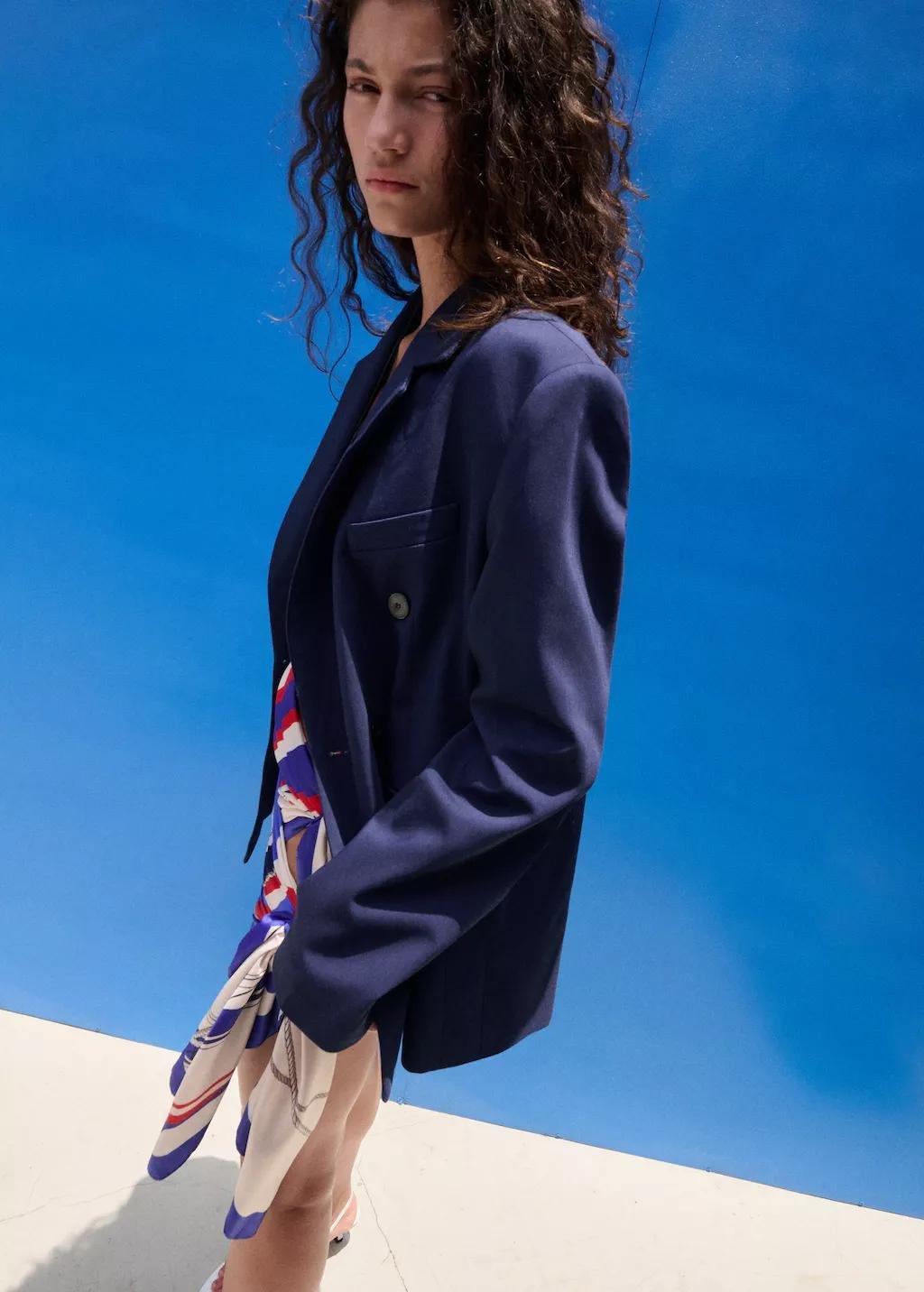 Blue Double-Breasted Suit Jacket, Medium Blue, large image number 4