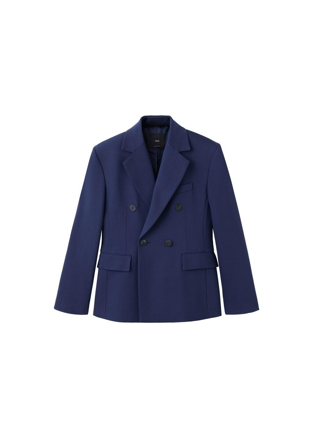 Blue Double-Breasted Suit Jacket, Medium Blue, large image number 6
