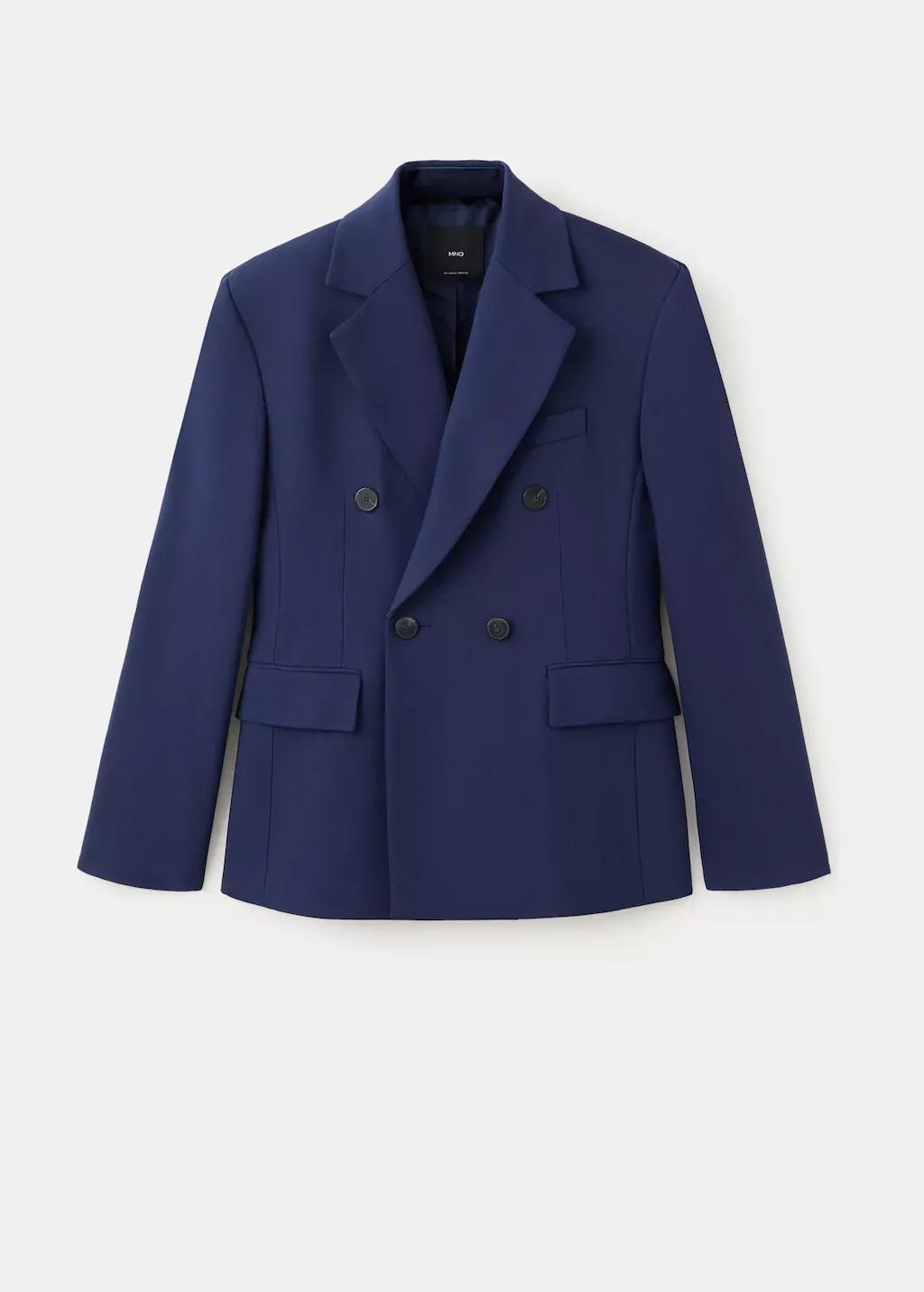 Blue Double-Breasted Suit Jacket, Medium Blue, large image number 7