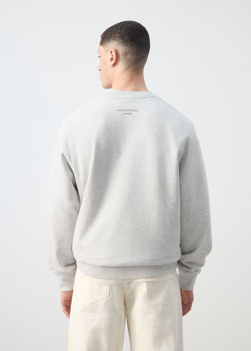 Grey Printed Sweatshirt 100% Cotton, 0201_94, large image number 2