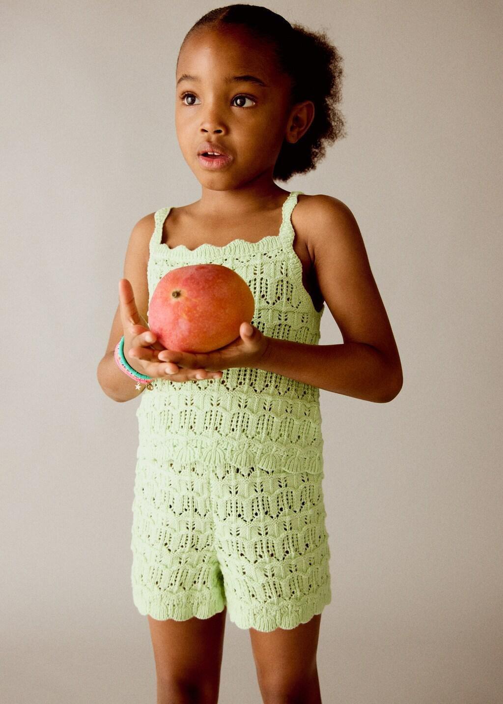 Green Crochet Knitted Shorts, Baby Girl, 0201_42, large image number 0