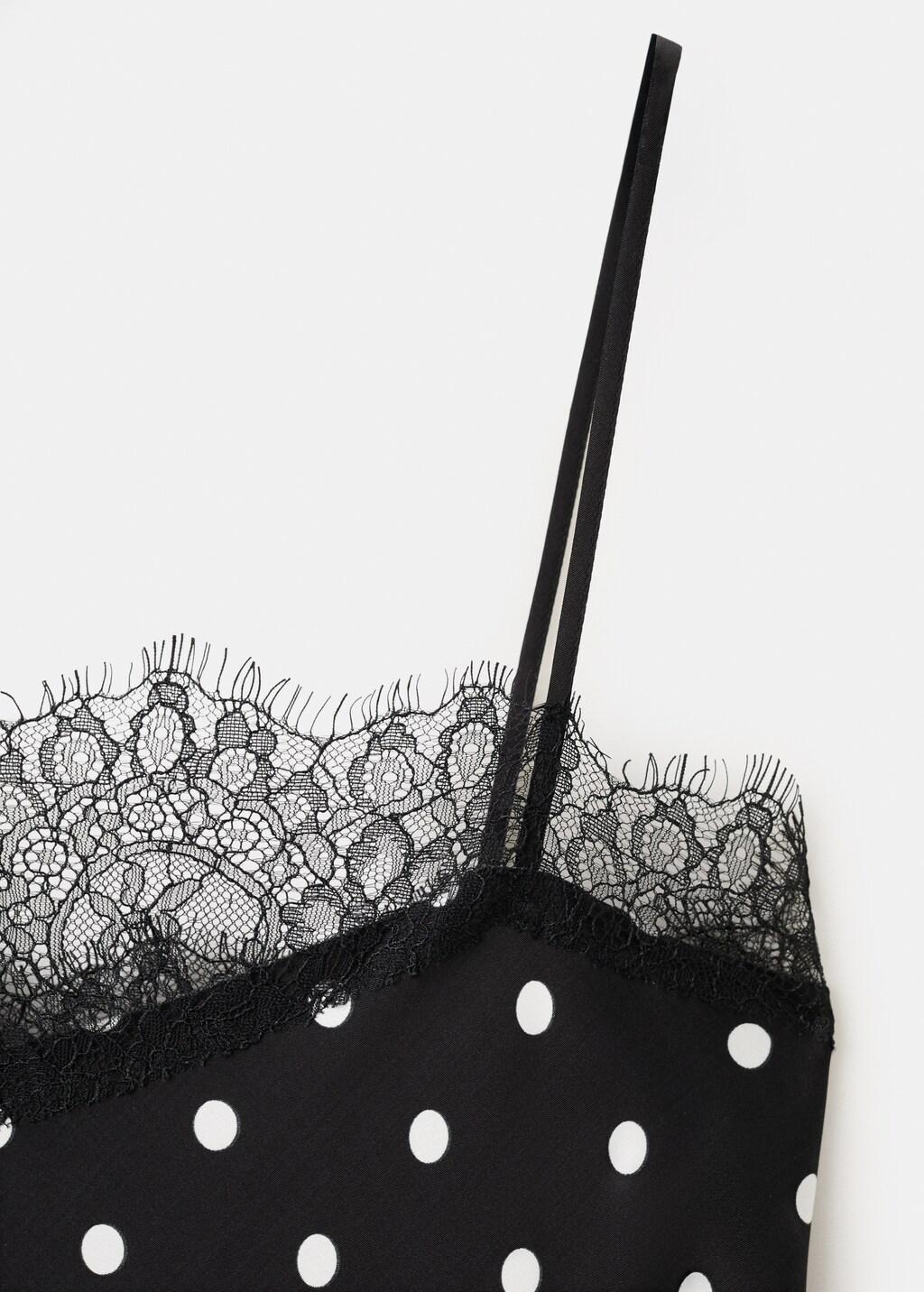 Black Long Lace Polka Dot Top, 0201_99, large image number 1
