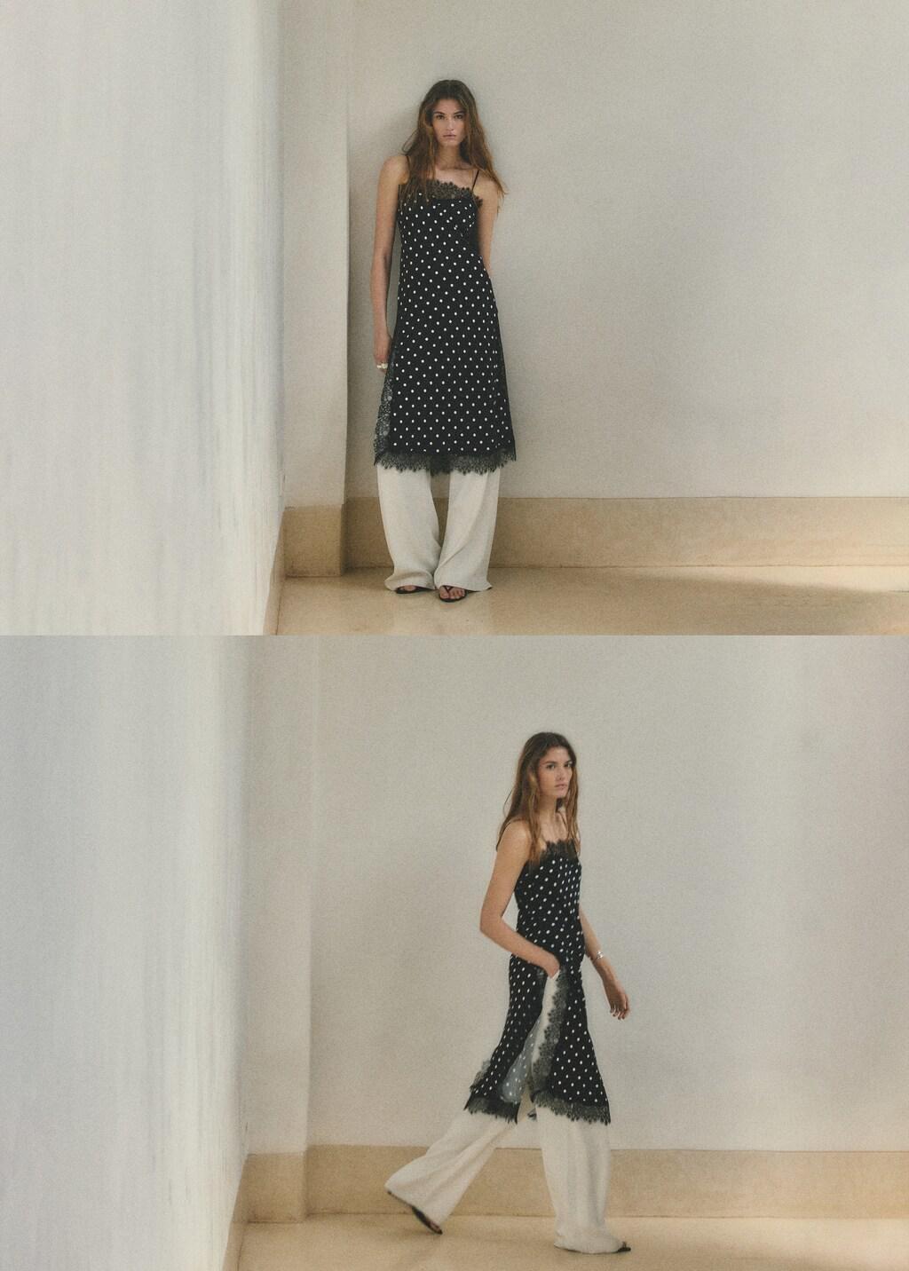 Black Long Lace Polka Dot Top, 0201_99, large image number 6