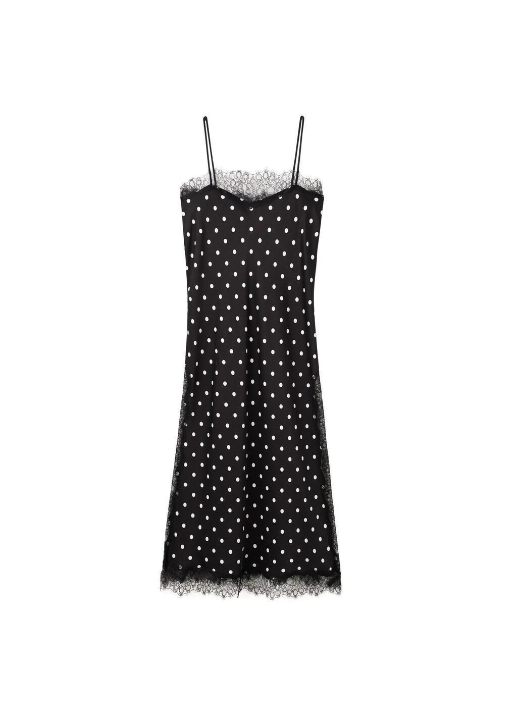 Black Long Lace Polka Dot Top, 0201_99, large image number 7