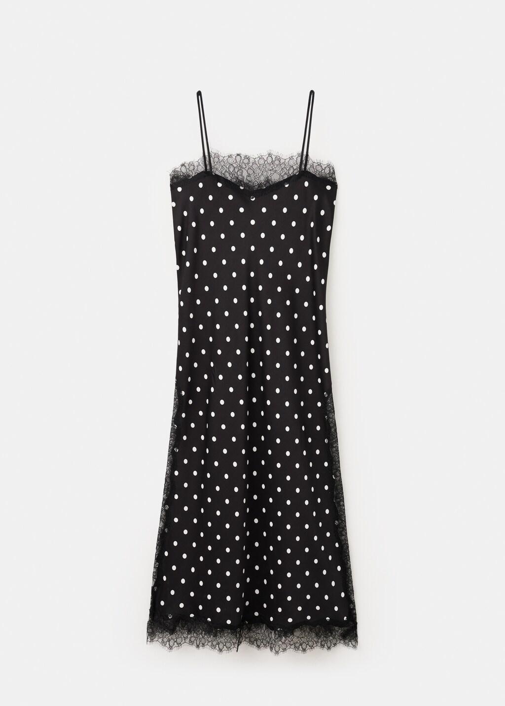 Black Long Lace Polka Dot Top, 0201_99, large image number 8