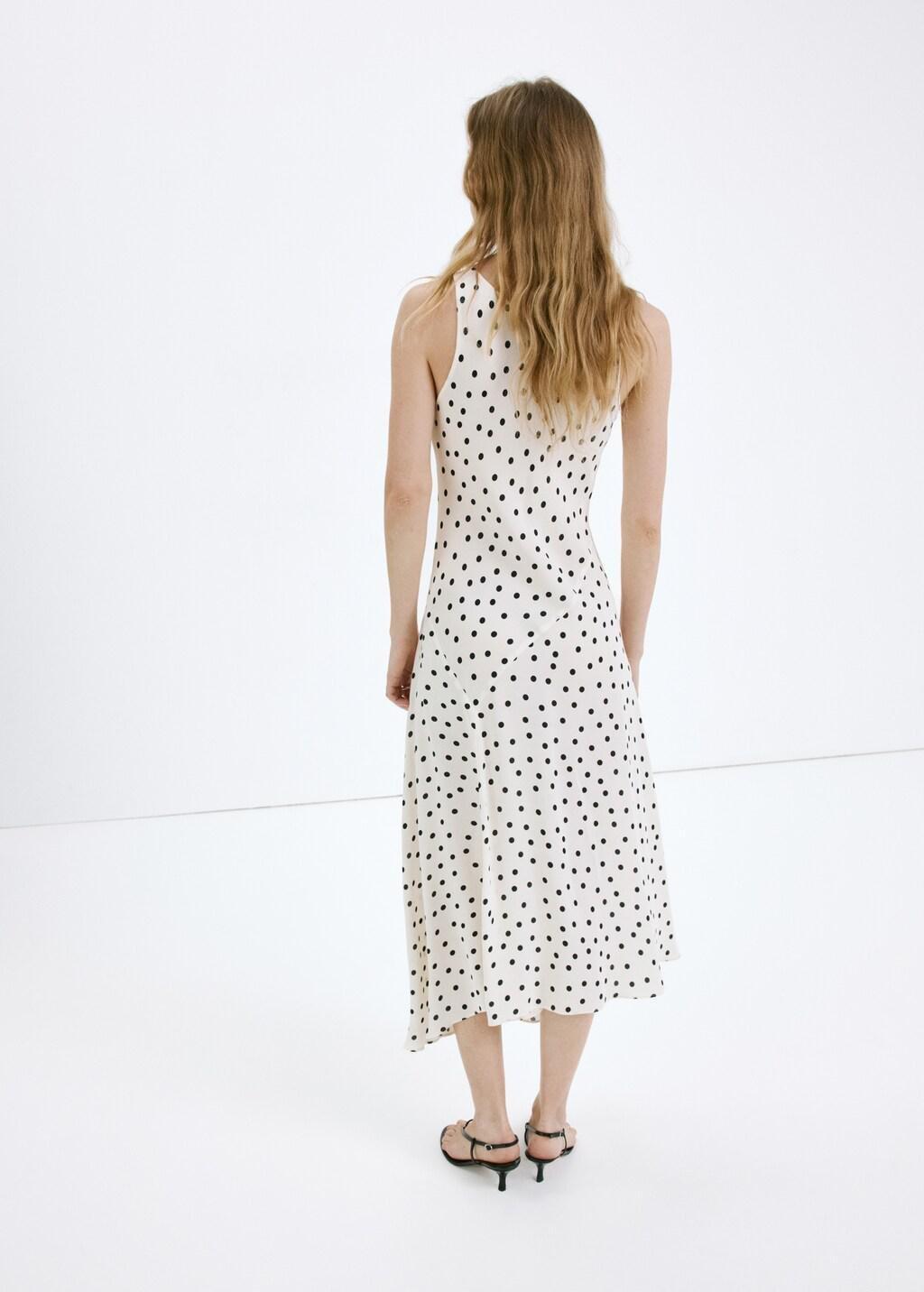 White Polka Dot Midi Dress, Natural White, large image number 2