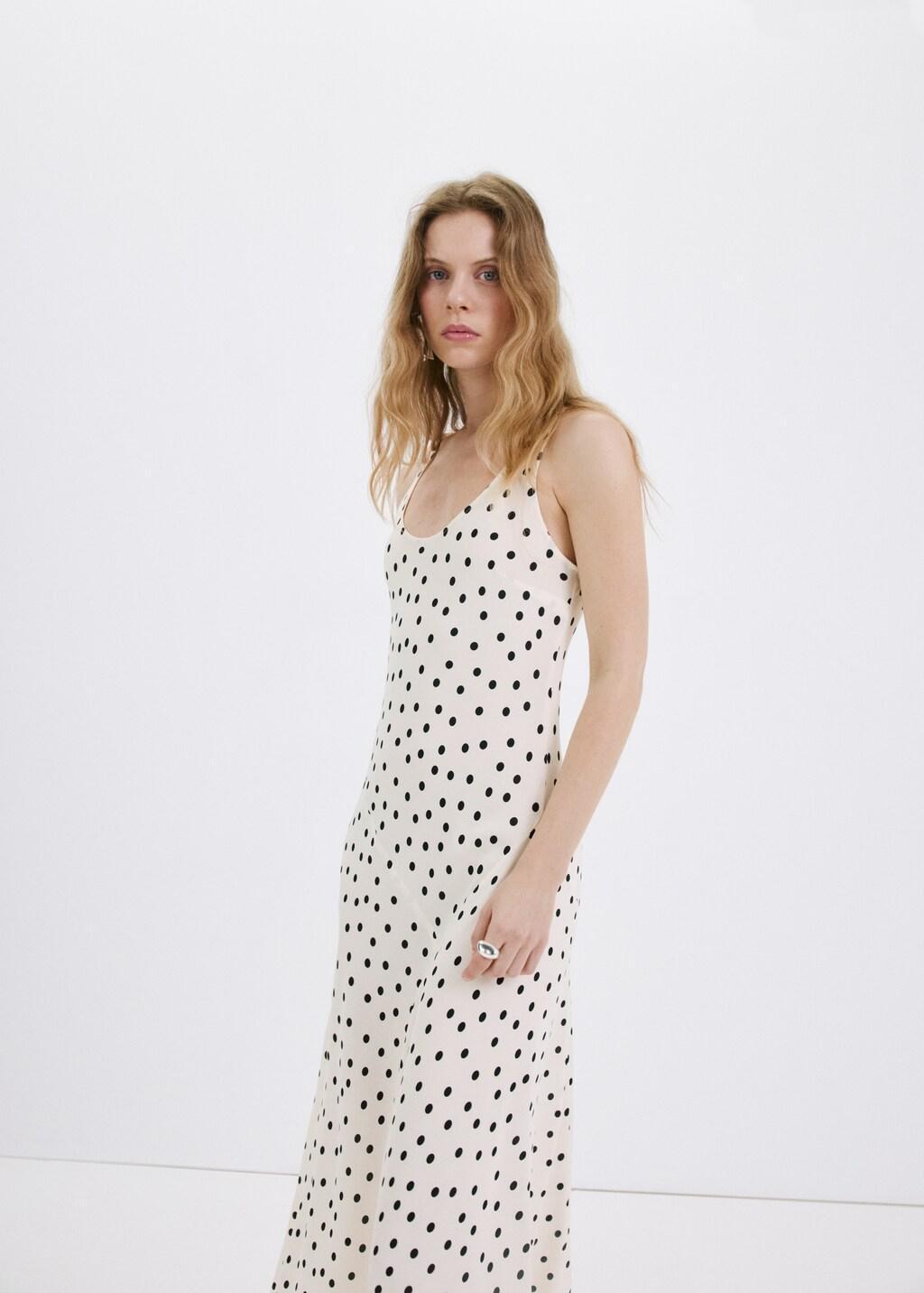 White Polka Dot Midi Dress, Natural White, large image number 3