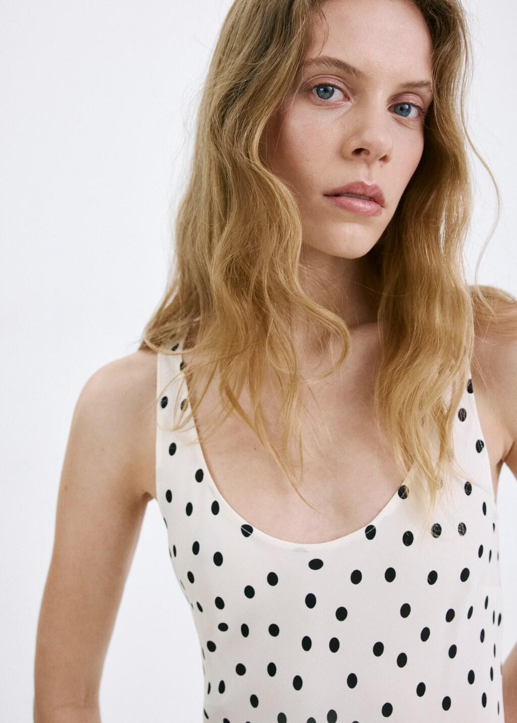 White Polka Dot Midi Dress, Natural White, large image number 4