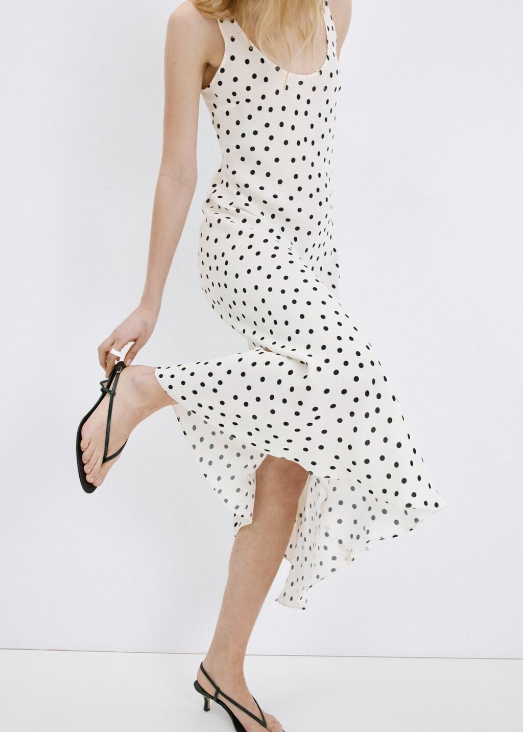 White Polka Dot Midi Dress, Natural White, large image number 6