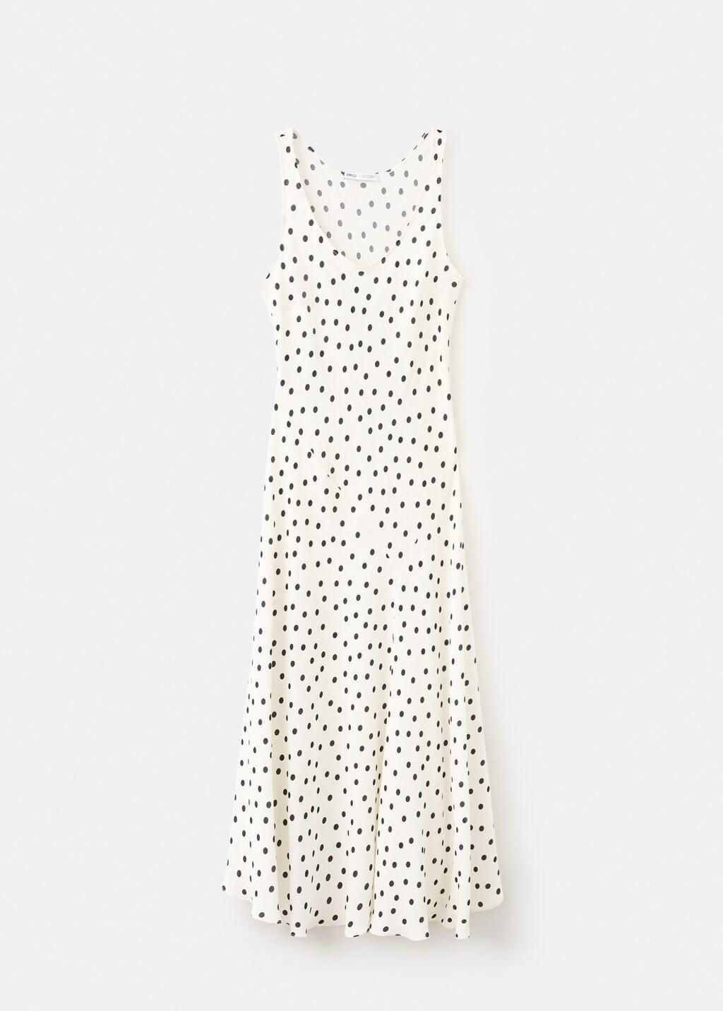 White Polka Dot Midi Dress, Natural White, large image number 8