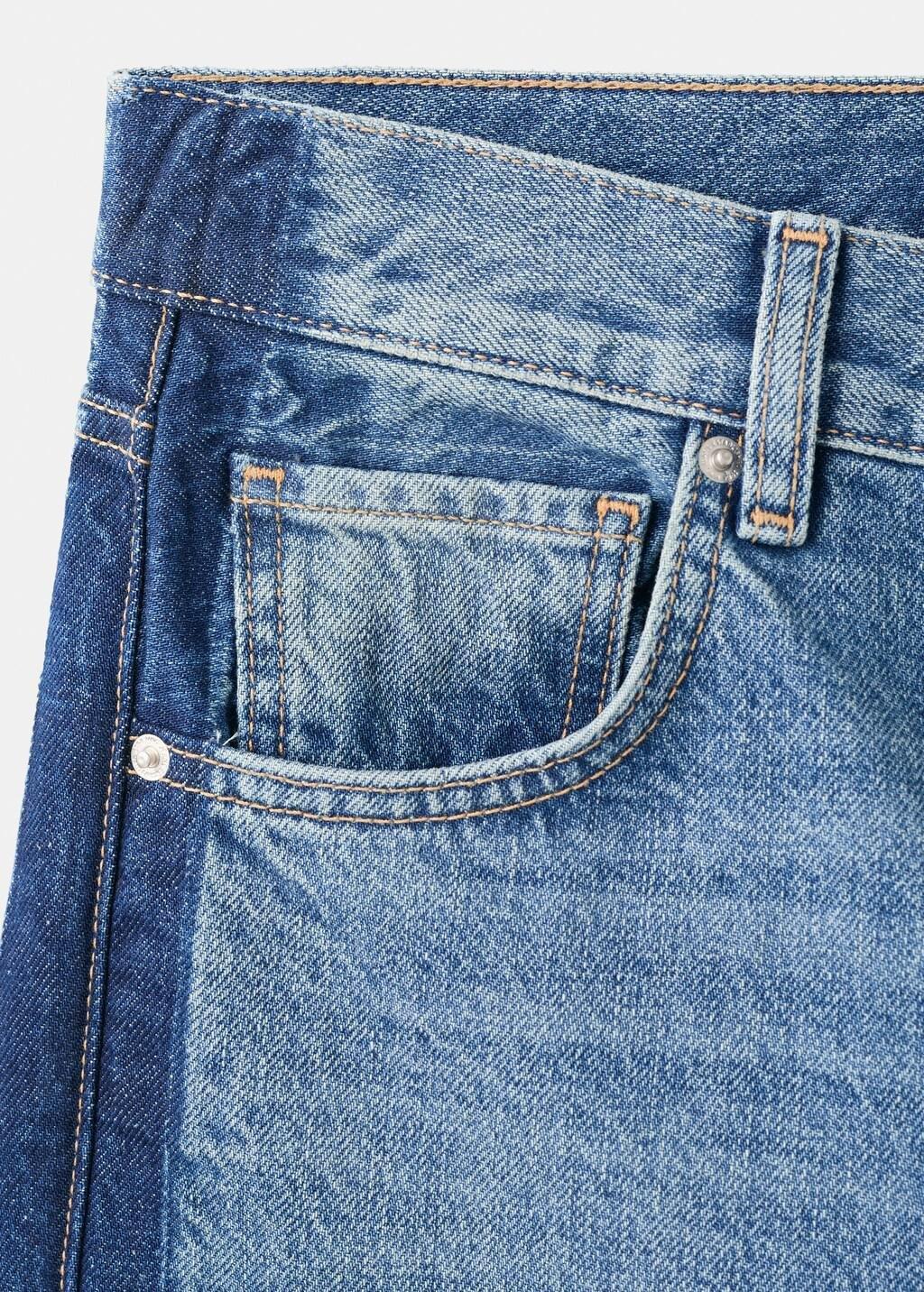 Blue Low-Rise Straight Jeans With Contrast Stripe, Open Blue, large image number 5