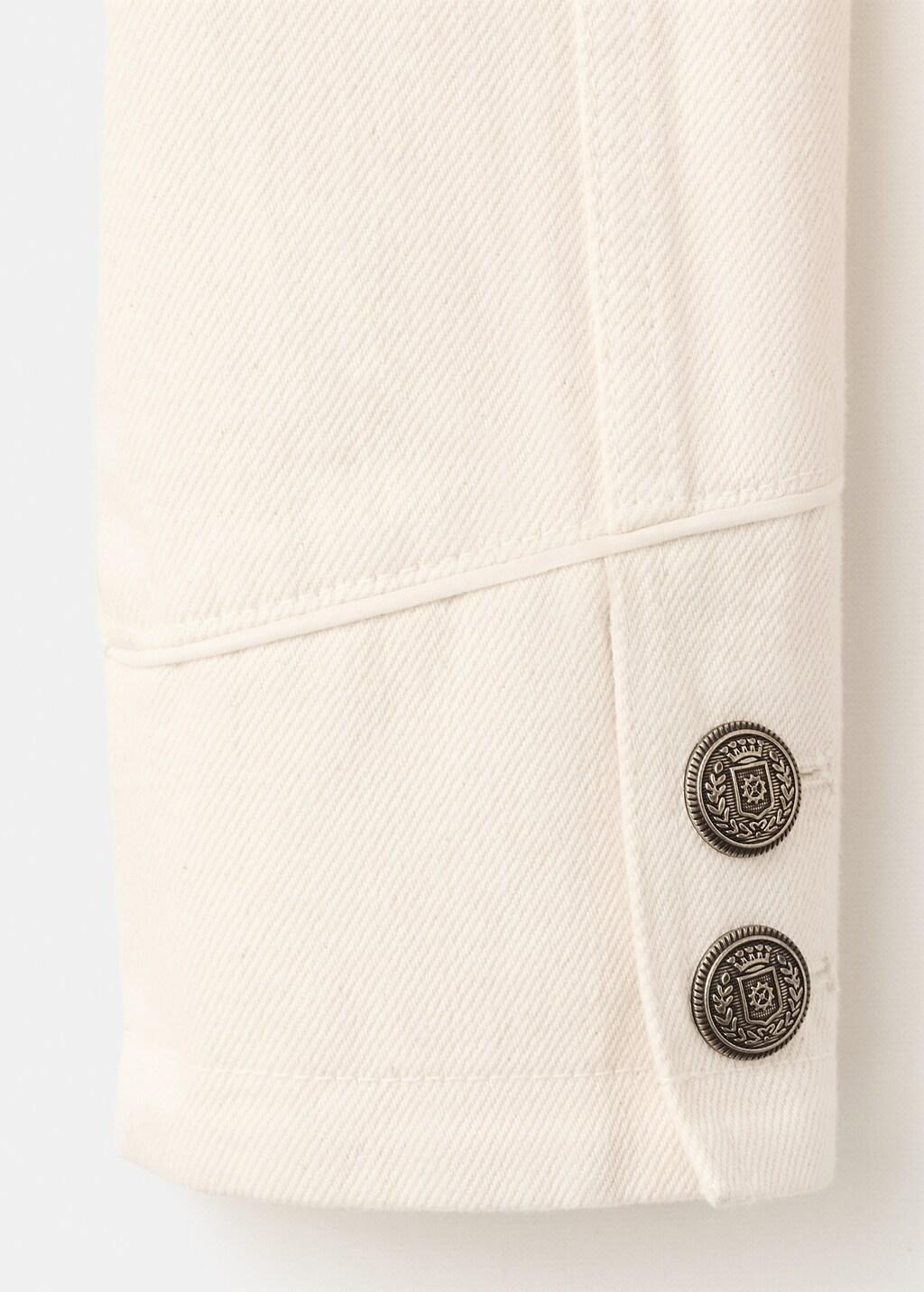 Beige Fitted Jacket With Band Collar, Light Beige, large image number 5