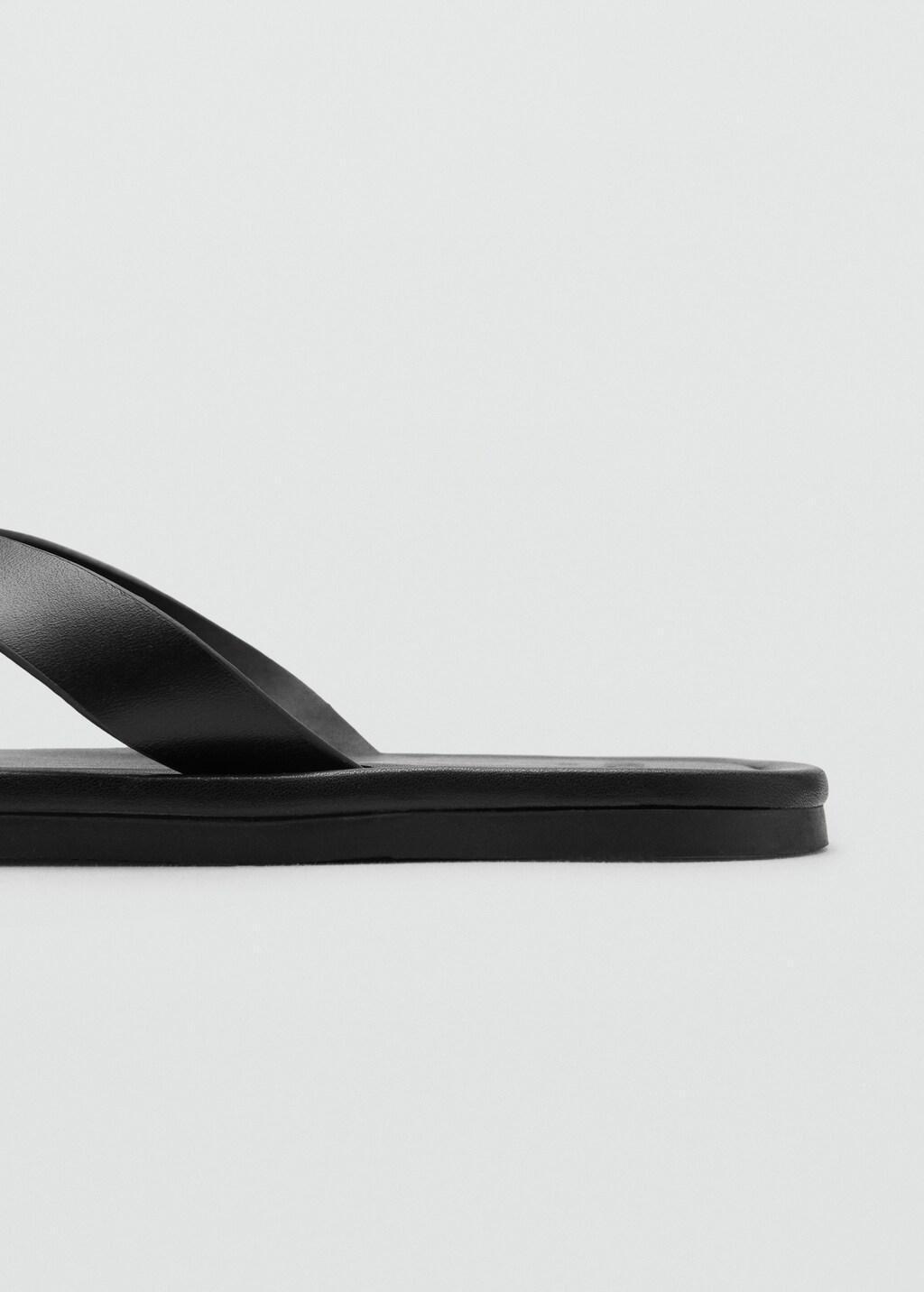 Black Leather Straps Sandals, Black, large image number 1