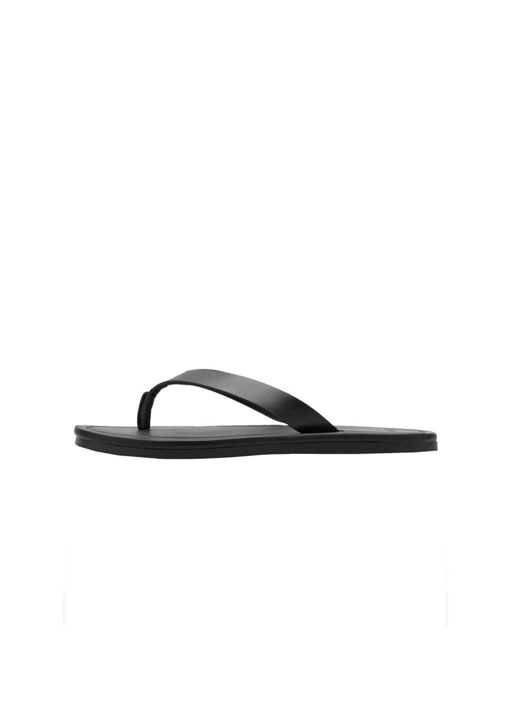 Black Leather Straps Sandals, Black, large image number 3