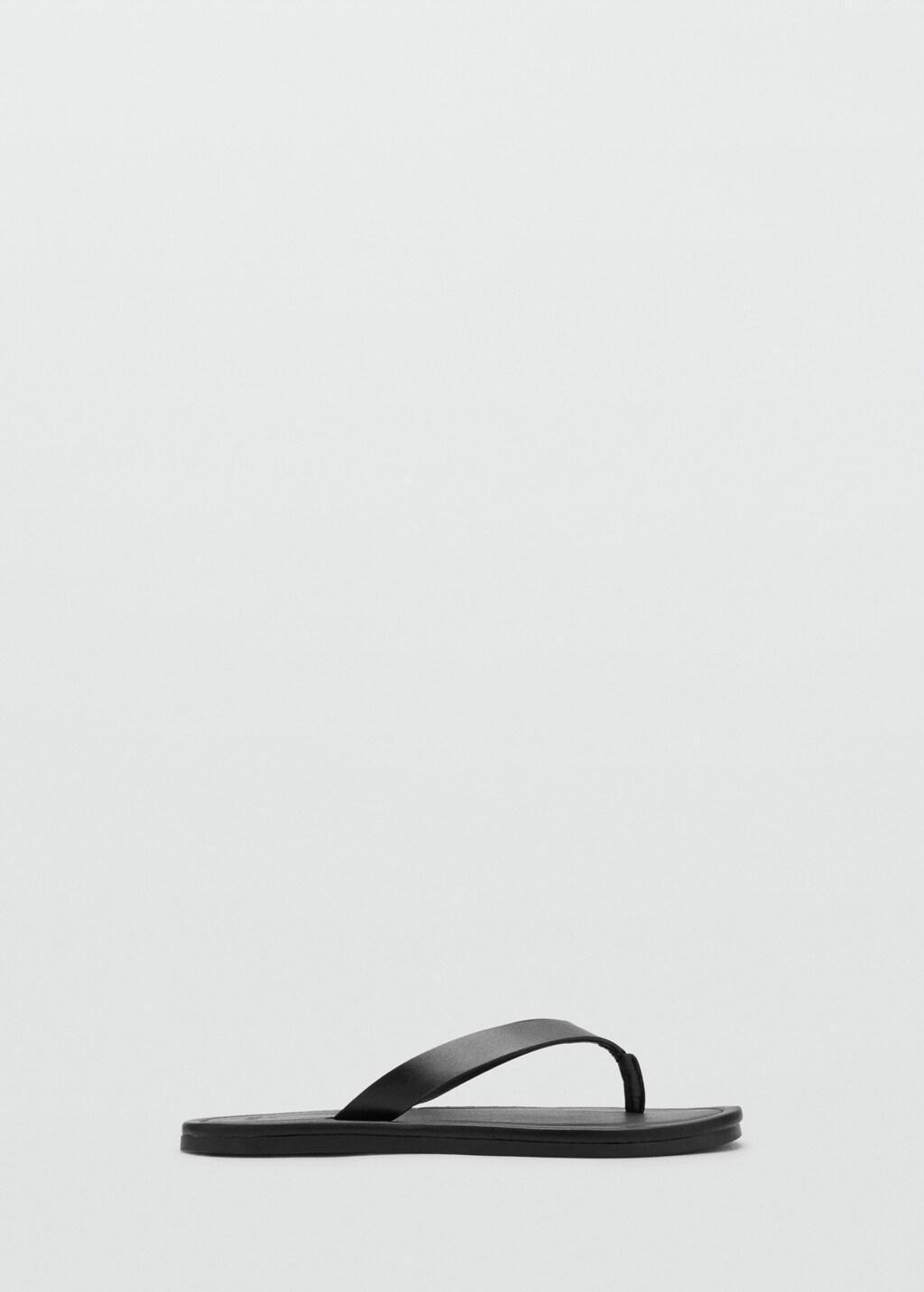 Black Leather Straps Sandals, Black, large image number 4
