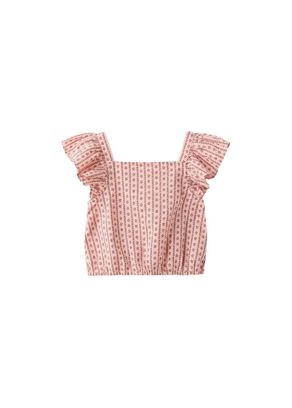 Pink Ruffles Printed Blouse, Kids Girls, Pink, large image number 5