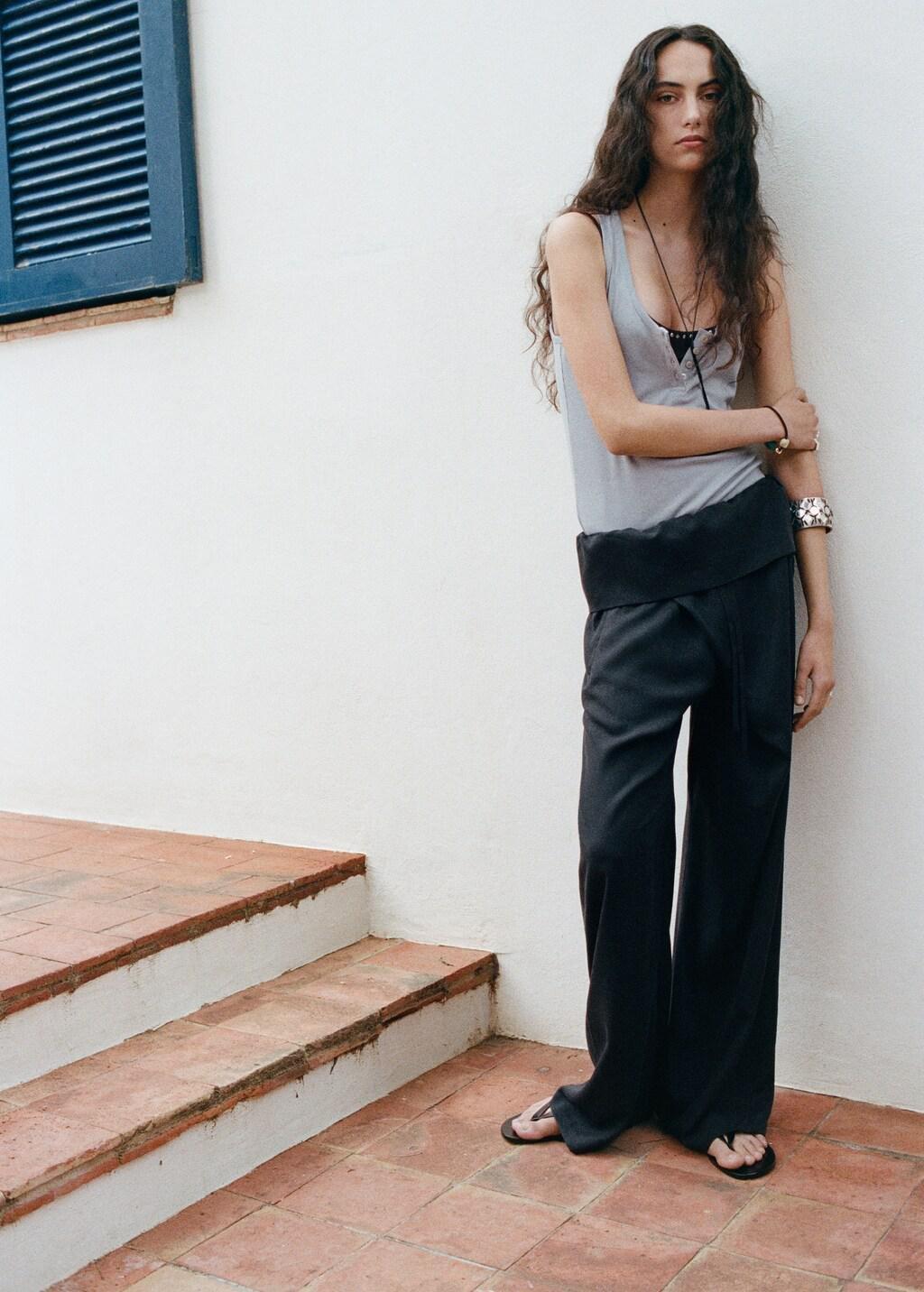 CHARCOAL 100% lyocell trousers, Charcoal, large image number 0