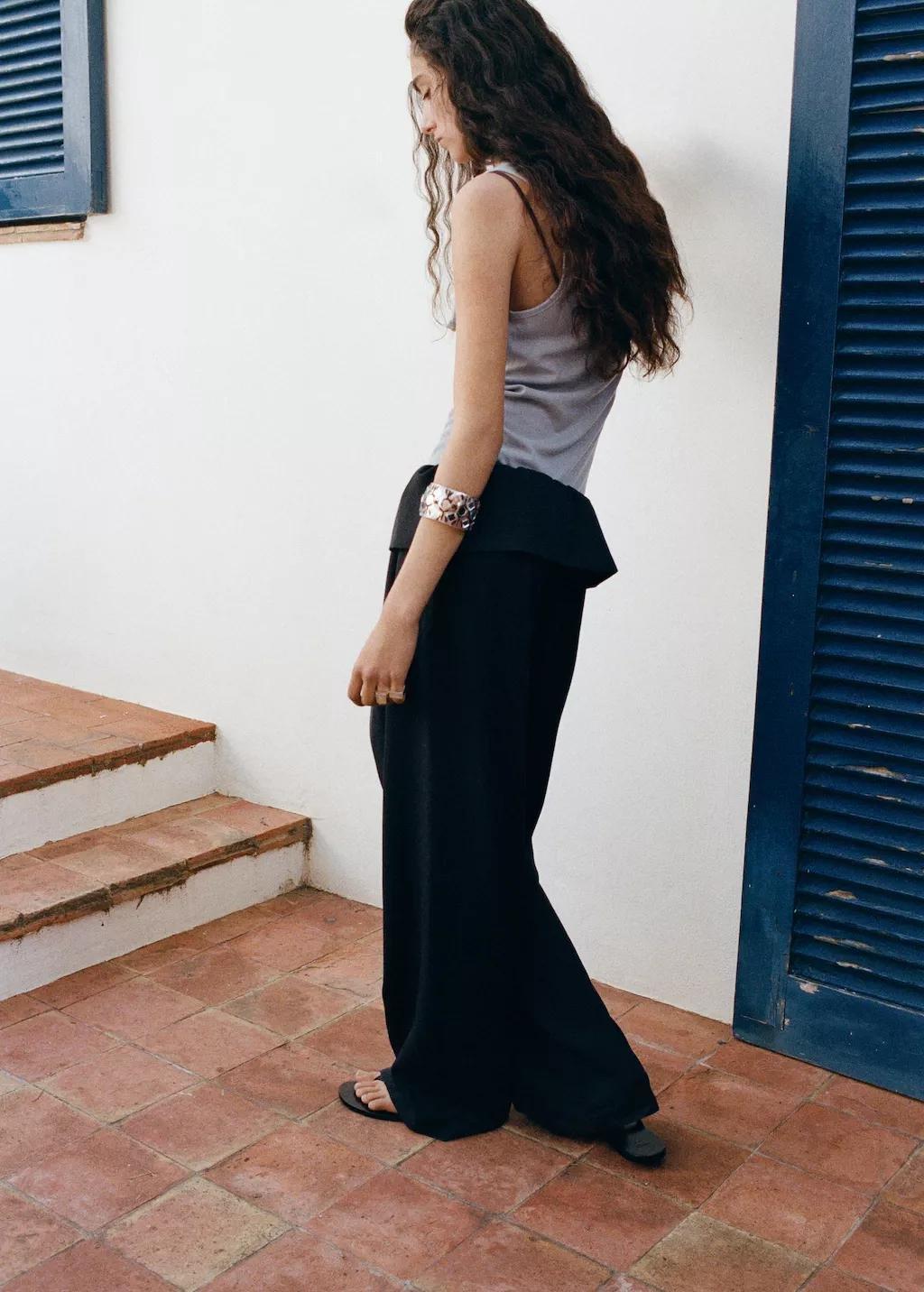 CHARCOAL 100% lyocell trousers, Charcoal, large image number 2