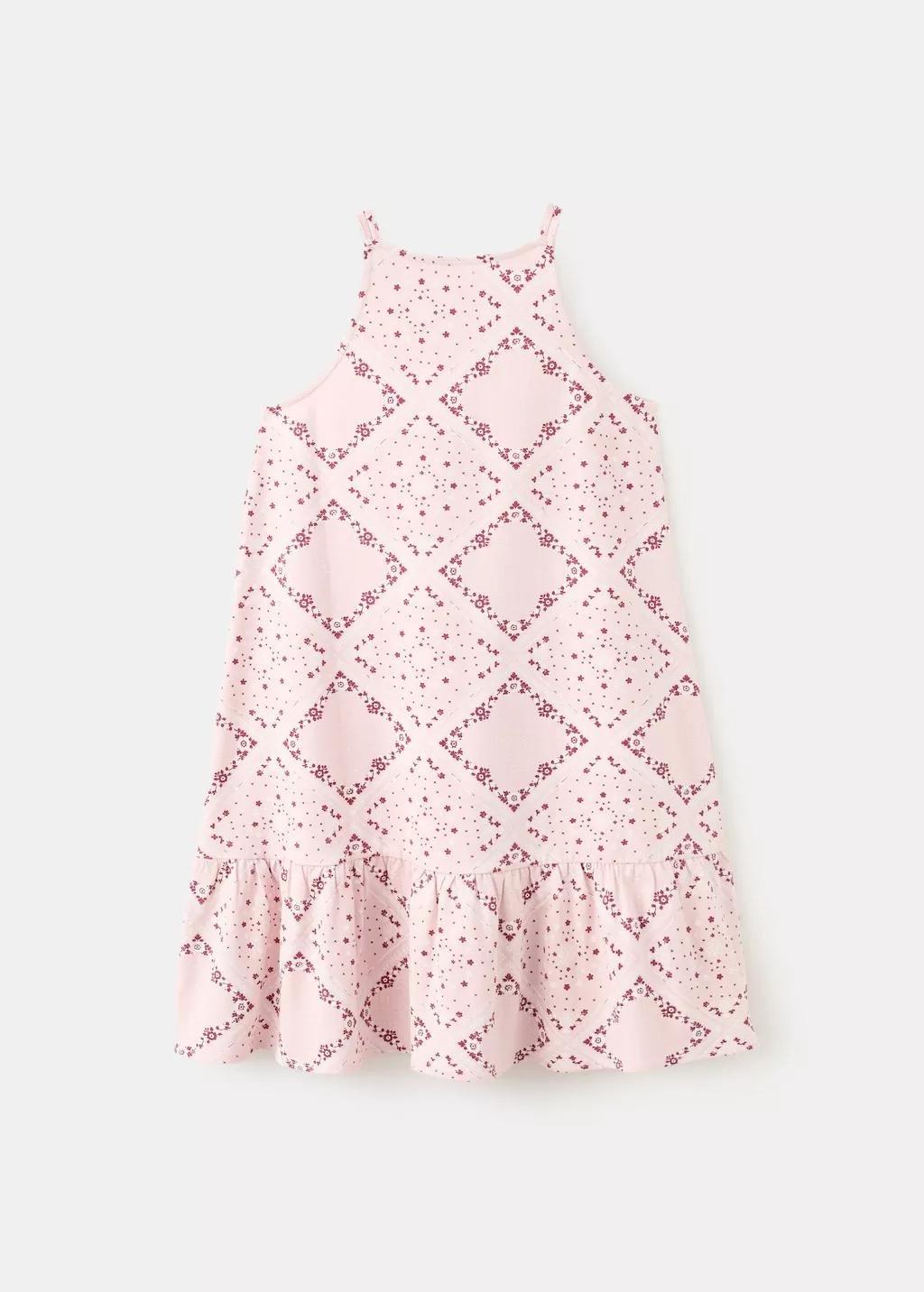 Pink Printed Cotton Dress, Kids Girls, Pink, large image number 2