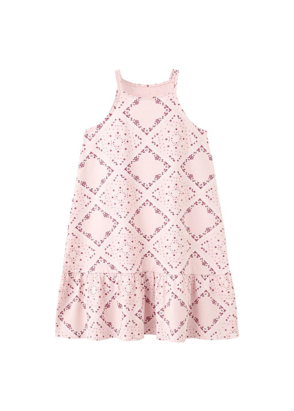 Pink Printed Cotton Dress, Kids Girls, Pink, large image number 4