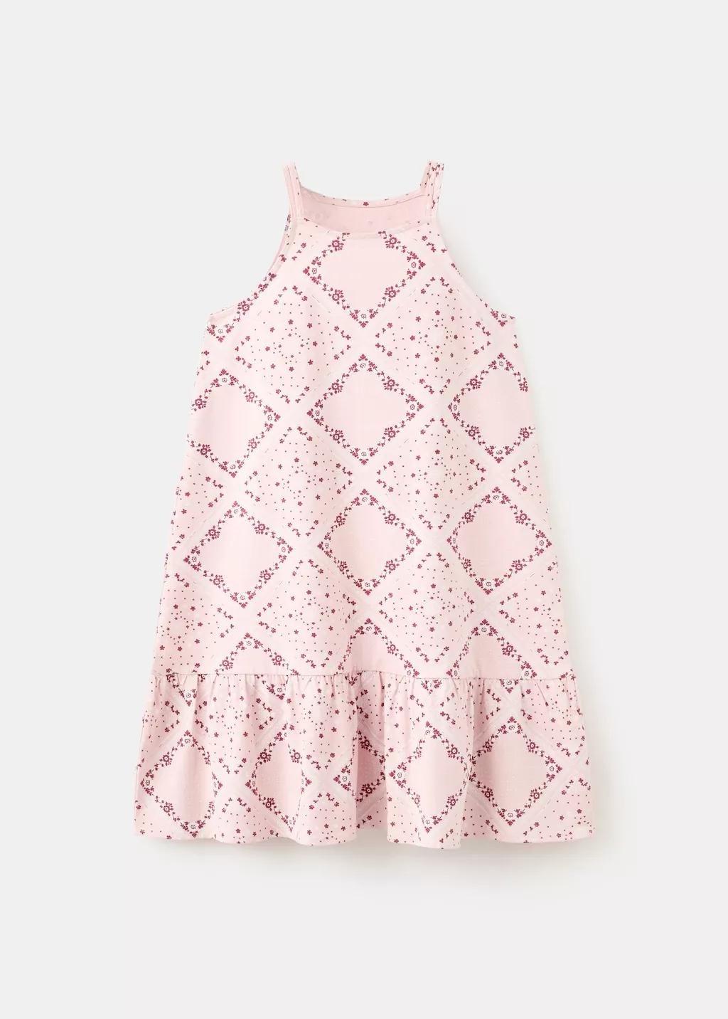 Pink Printed Cotton Dress, Kids Girls, Pink, large image number 5