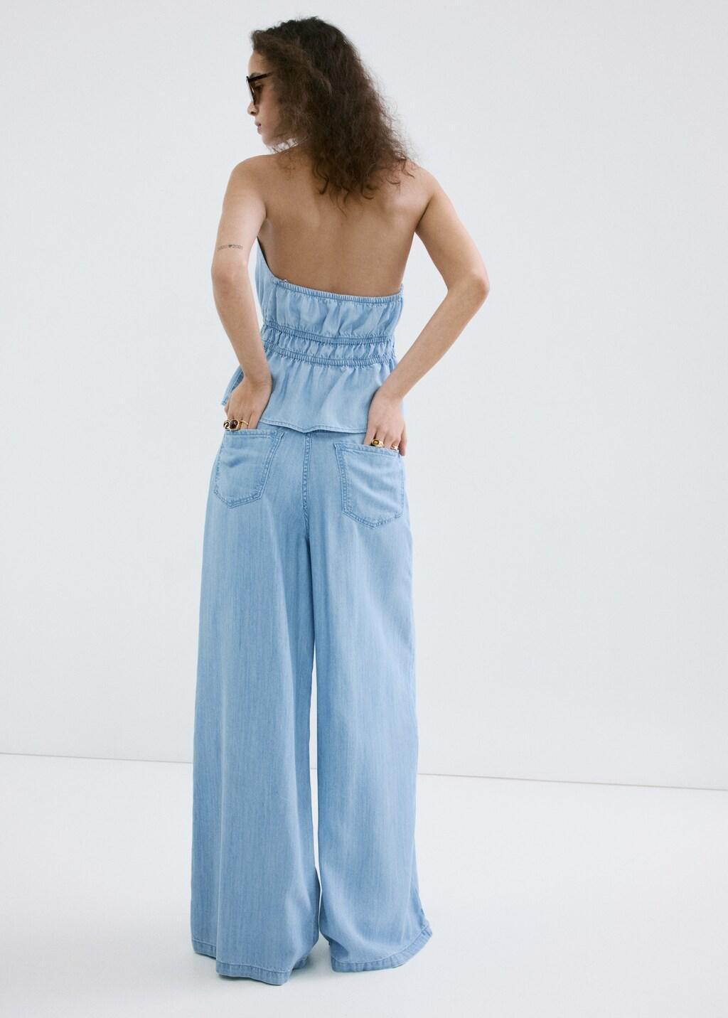Blue Mid-Rise Palazzo Jeans, Open Blue, large image number 2