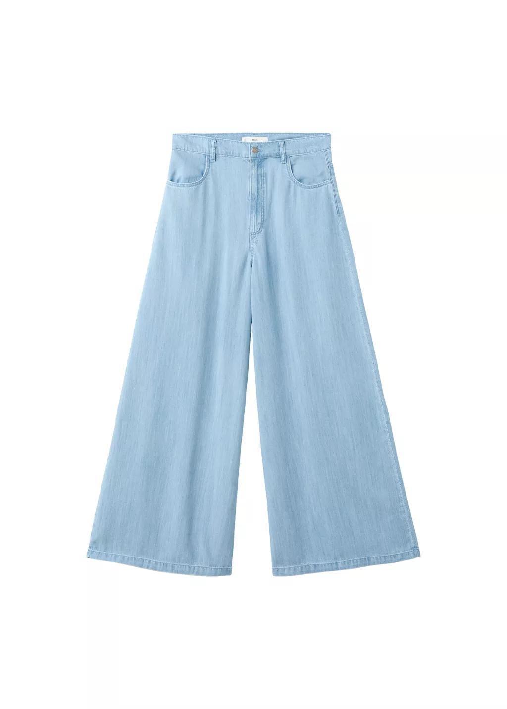 Blue Mid-Rise Palazzo Jeans, Open Blue, large image number 8