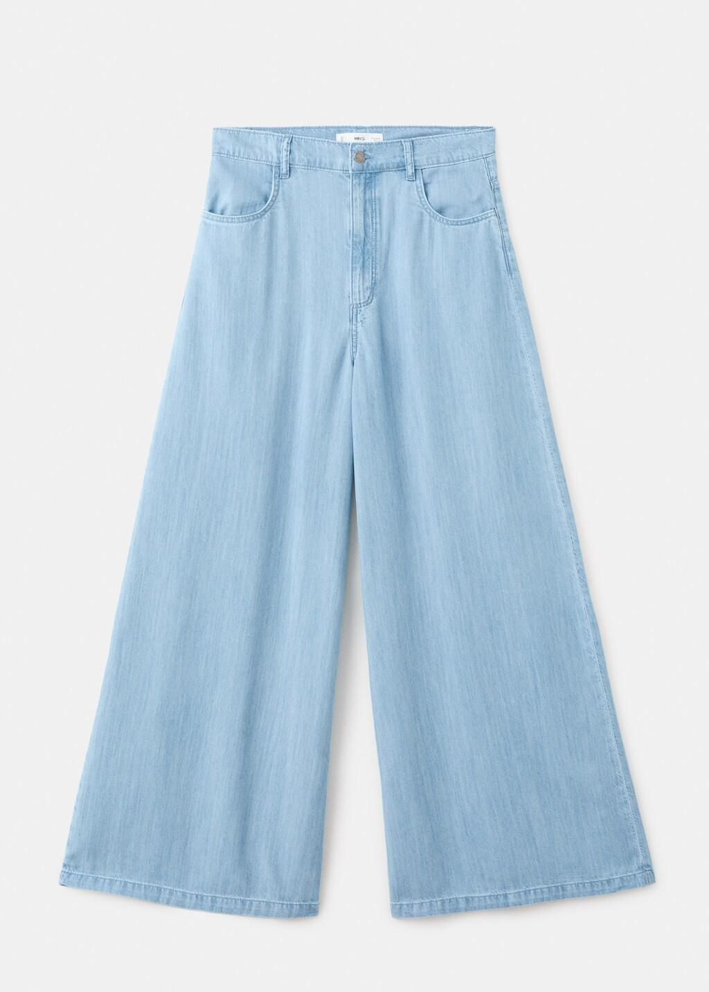 Blue Mid-Rise Palazzo Jeans, Open Blue, large image number 9