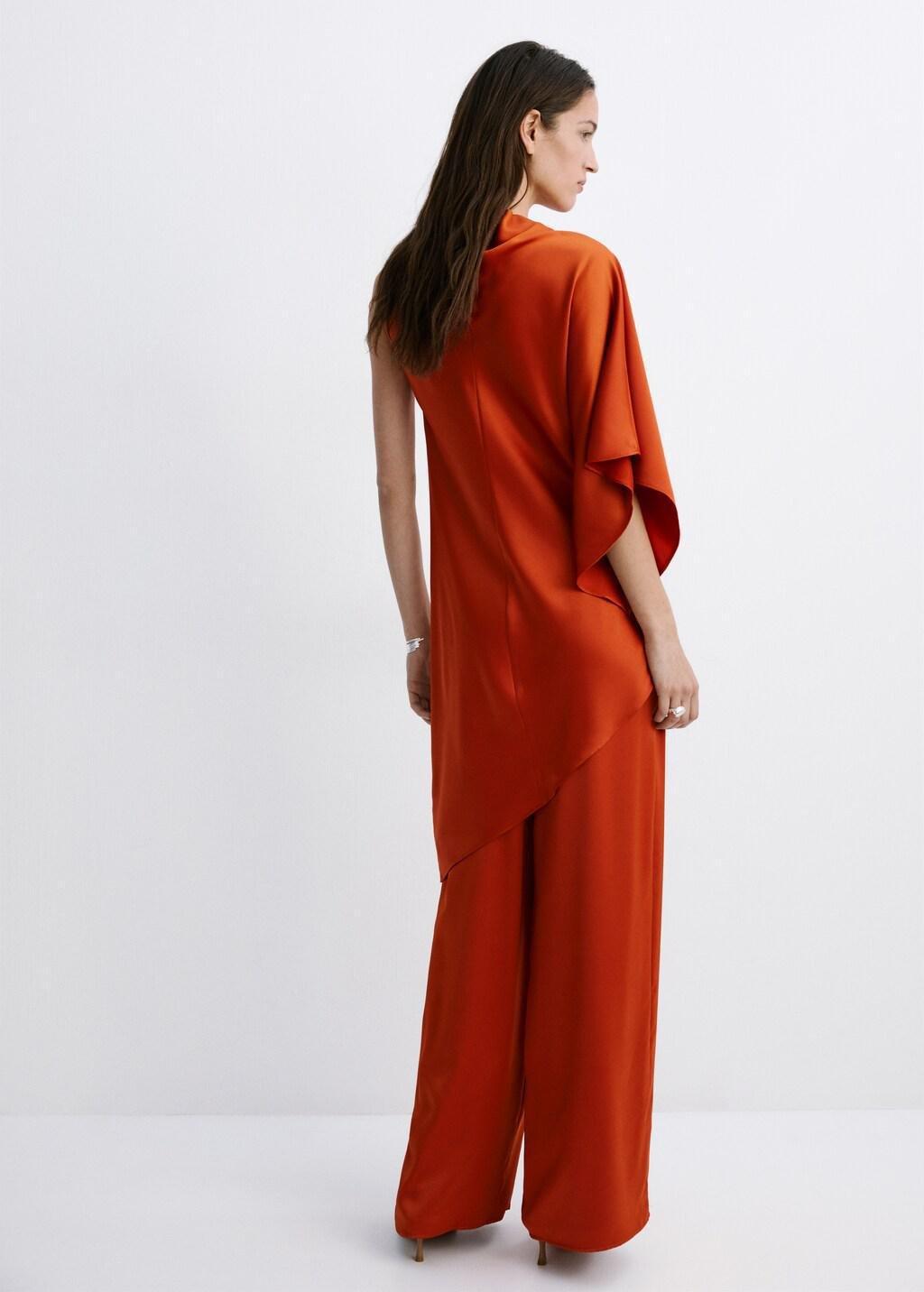 Orange Satin Straight-Fit Trousers, Rust - Copper, large image number 2