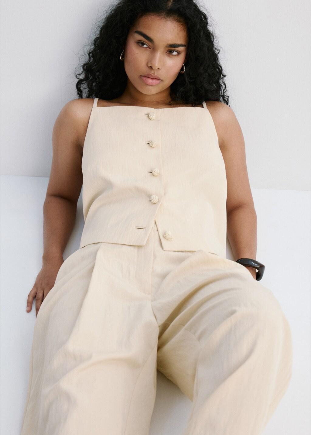 Grey Lt Pastel Lyocell Button Top, Light Pastel Grey, large image number 6