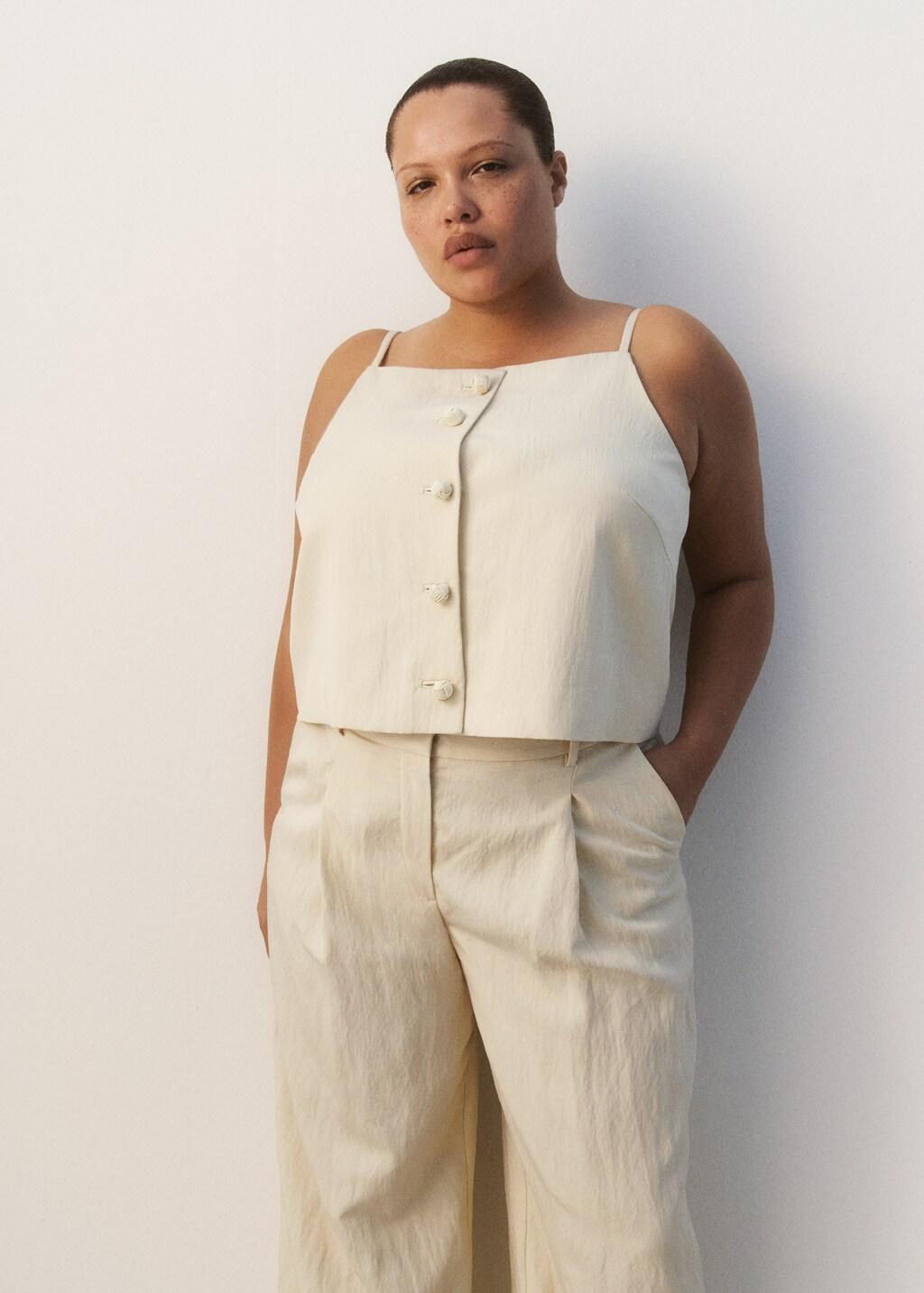 Grey Lt Pastel Lyocell Button Top, Light Pastel Grey, large image number 7