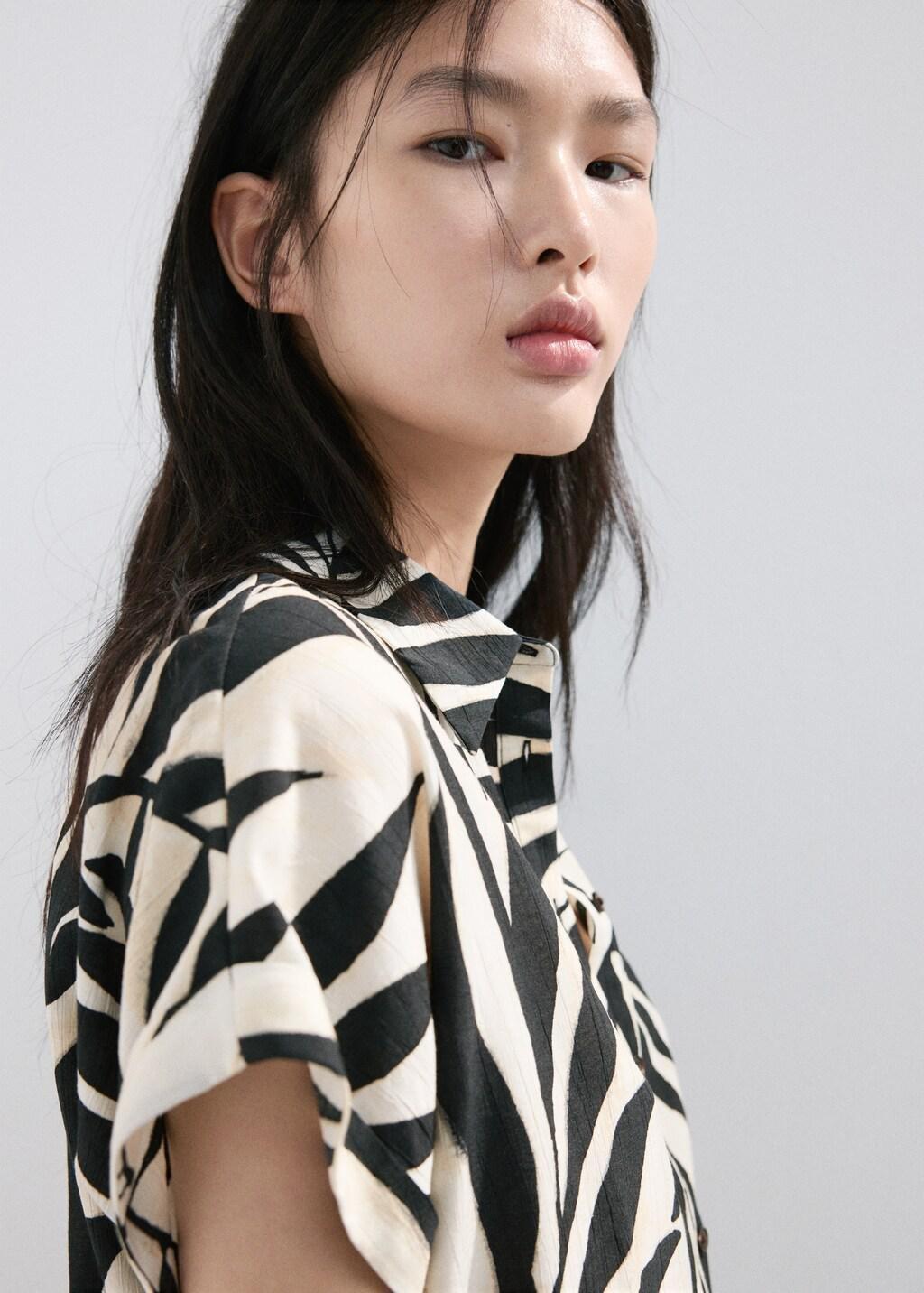 Beige Flowy Printed Shirt, 0201_05, large image number 4