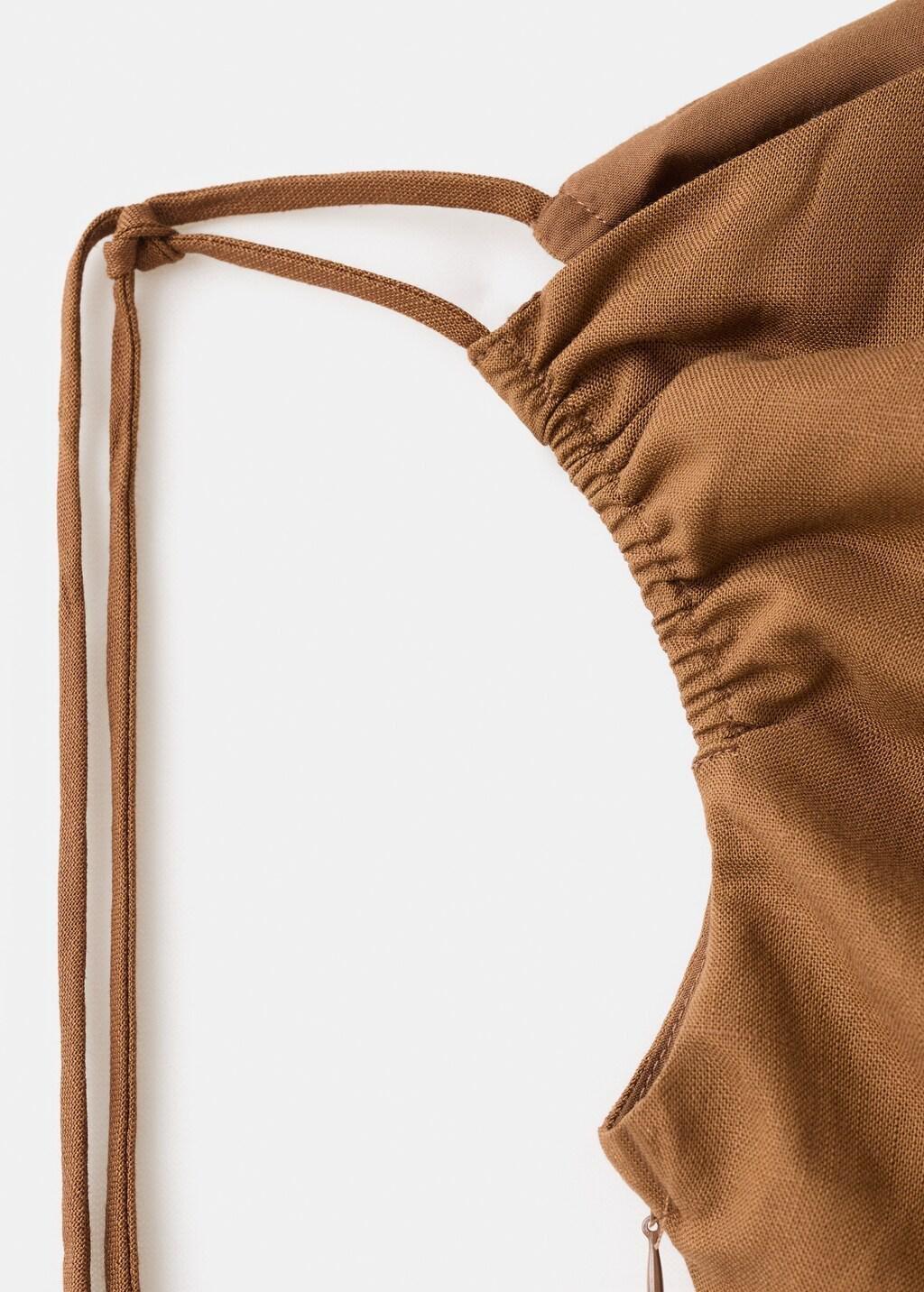 Brown Asymmetric Linen Lyocell Jumpsuit, 0201_31, large image number 1