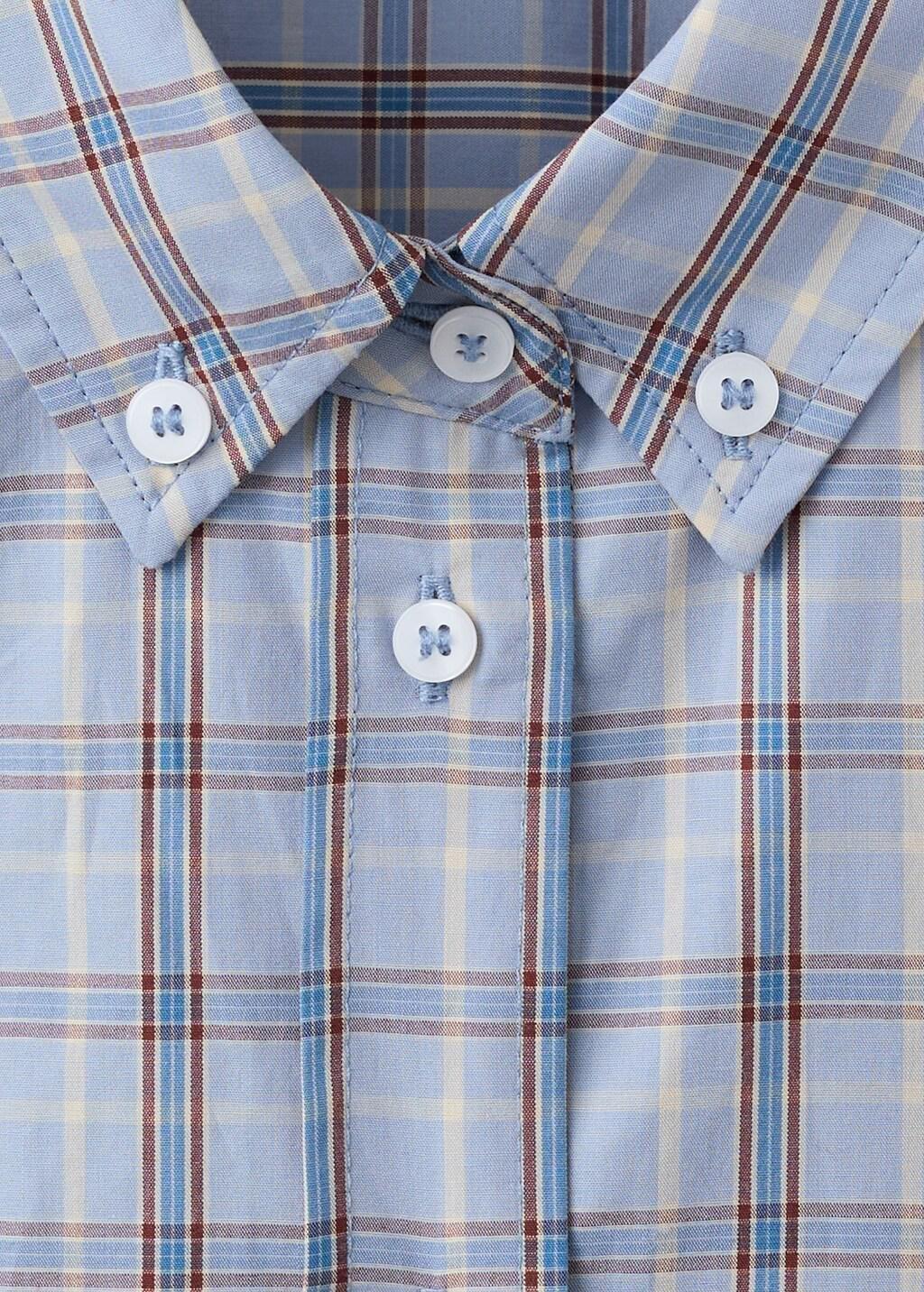 Blue Check Cotton Shirt, Medium Blue, large image number 1