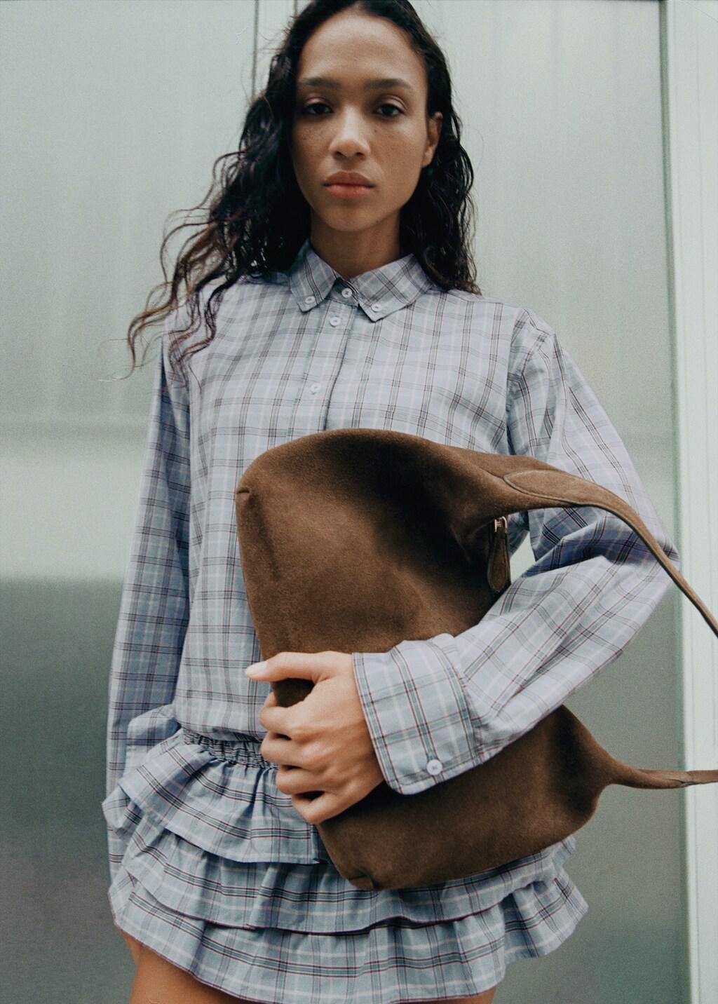 Blue Check Cotton Shirt, Medium Blue, large image number 3