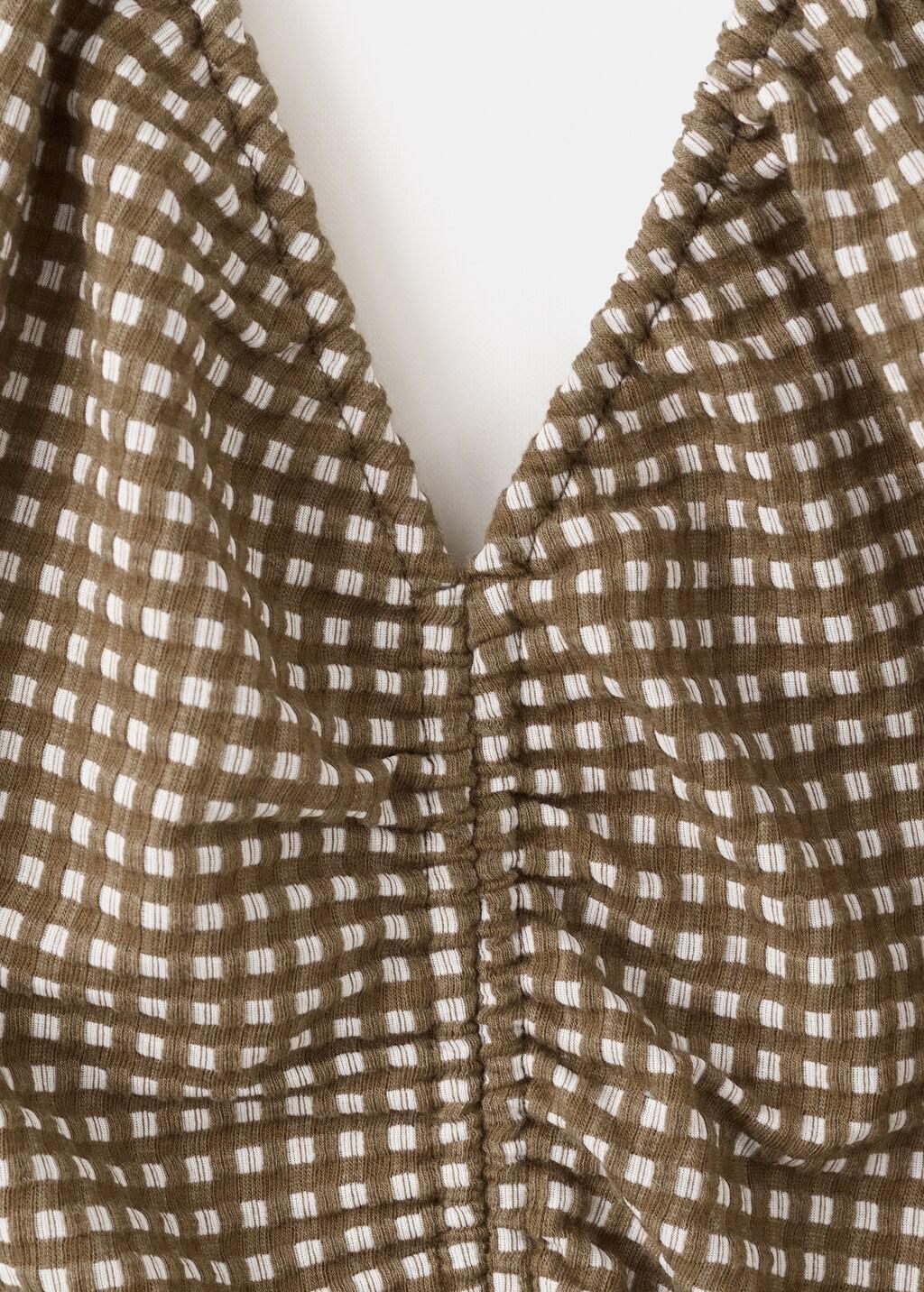 Khaki Midi Dress With Ruched Check Detail, 0201_37, large image number 1