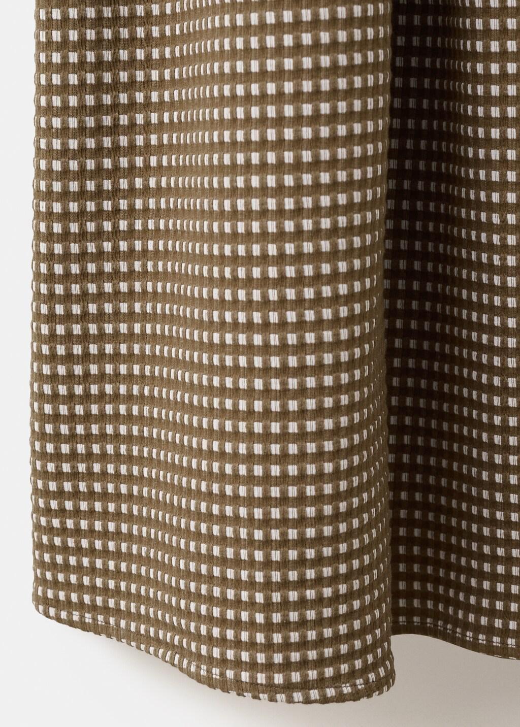 Khaki Midi Dress With Ruched Check Detail, 0201_37, large image number 5