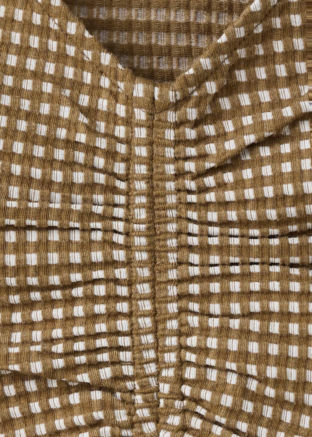 Khaki Ruched Fitted Top, Beige - Khaki, medium