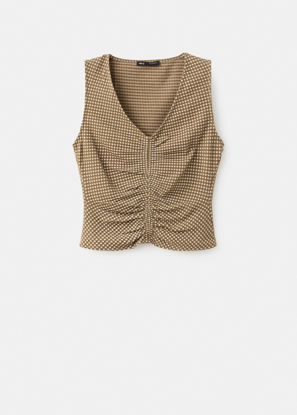 Khaki Ruched Fitted Top, Beige - Khaki, large image number 7