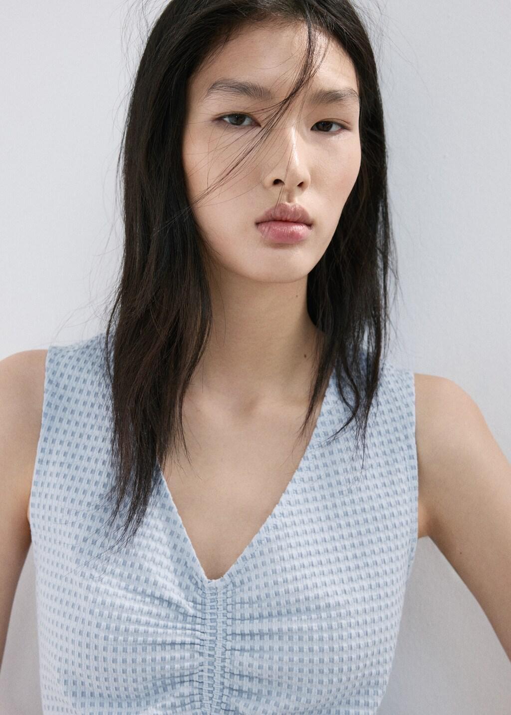 Blue Lt Pastel Ruched Fitted Top, Light-Pastel Blue, large image number 4