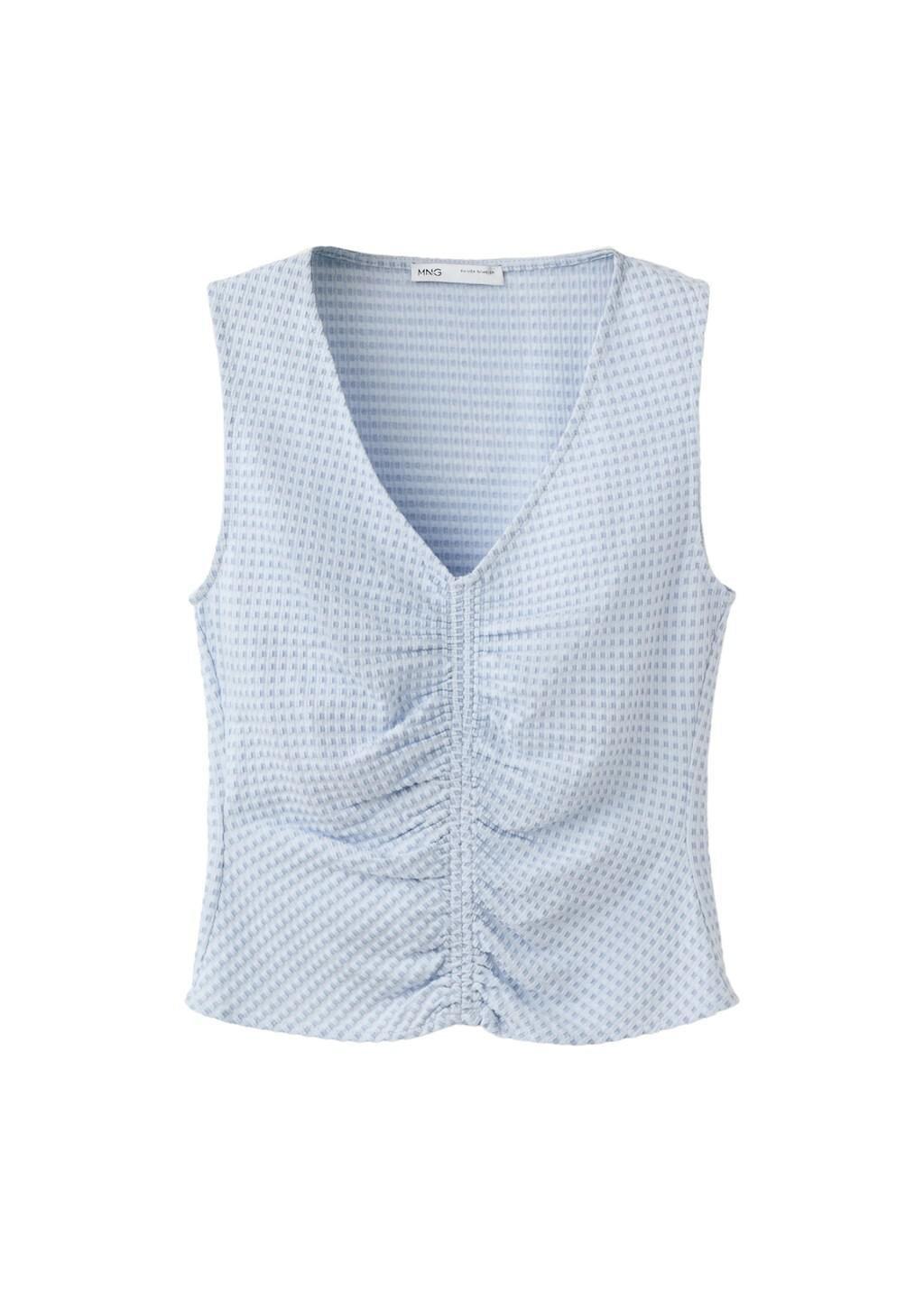 Blue Lt Pastel Ruched Fitted Top, Light-Pastel Blue, large image number 7