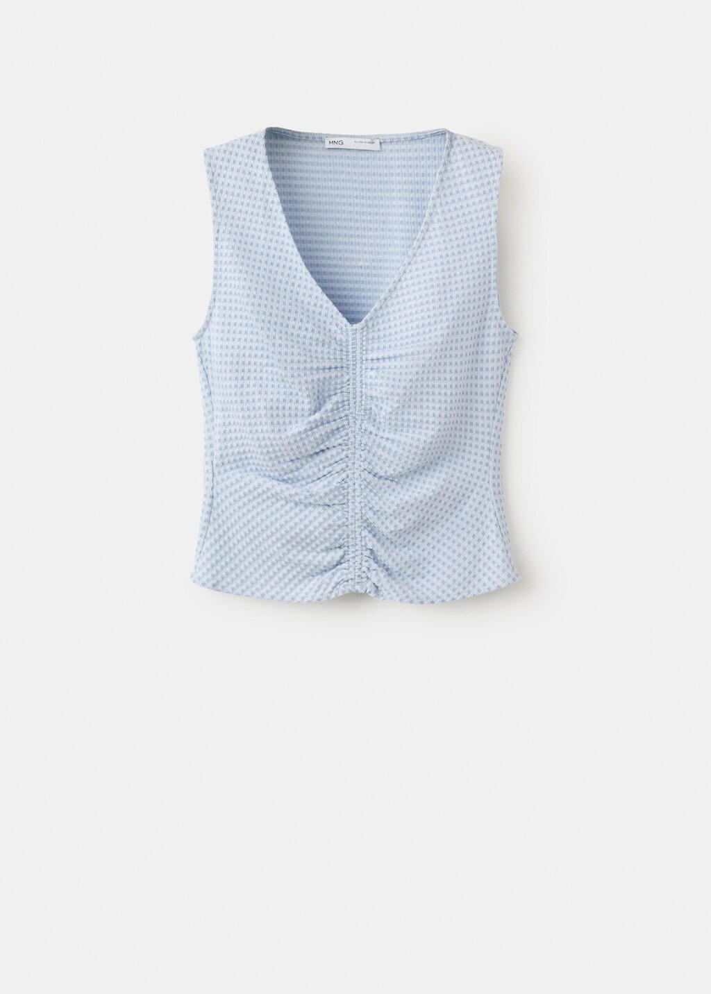 Blue Lt Pastel Ruched Fitted Top, Light-Pastel Blue, large image number 8