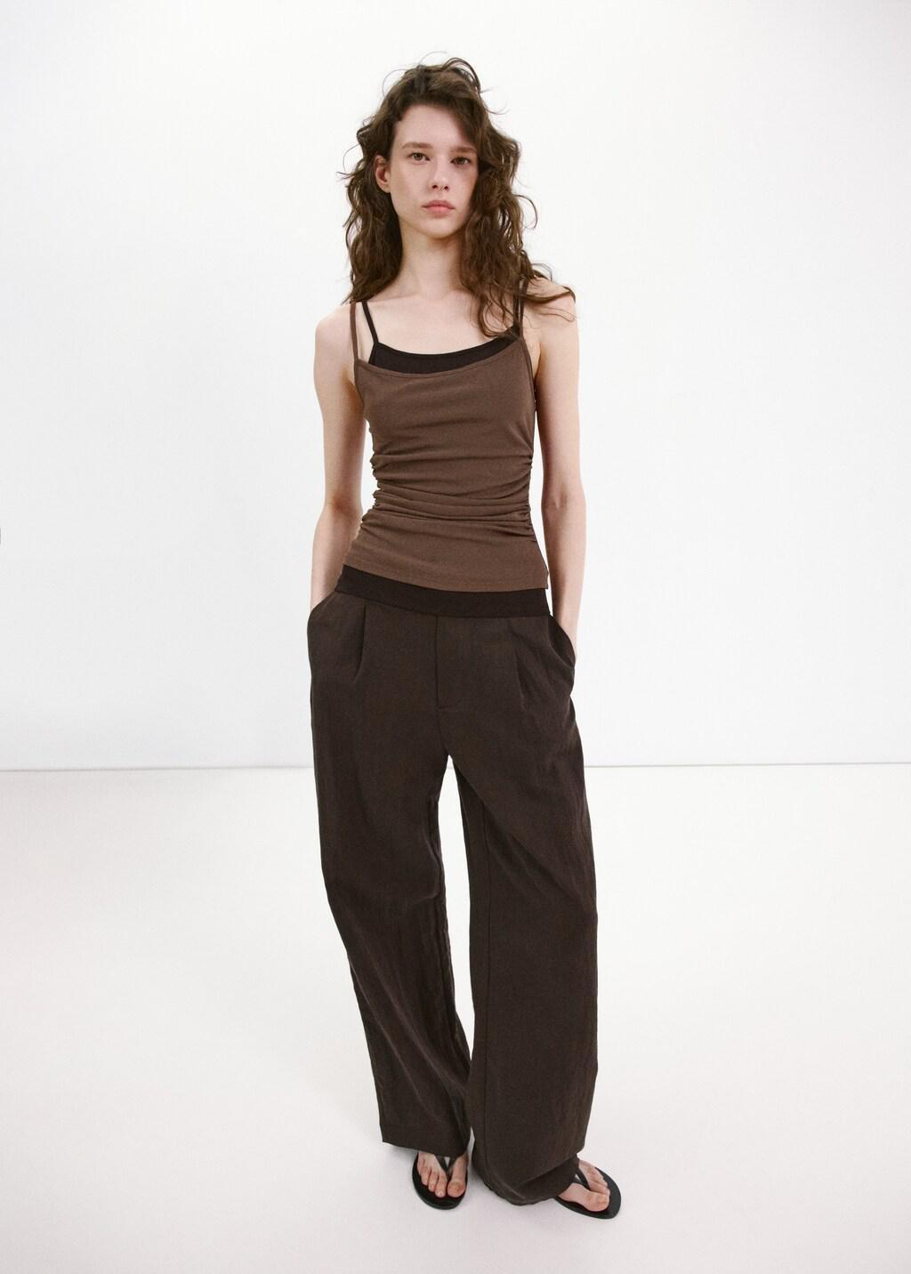 Brown Double Draped Top, Brown, large image number 0