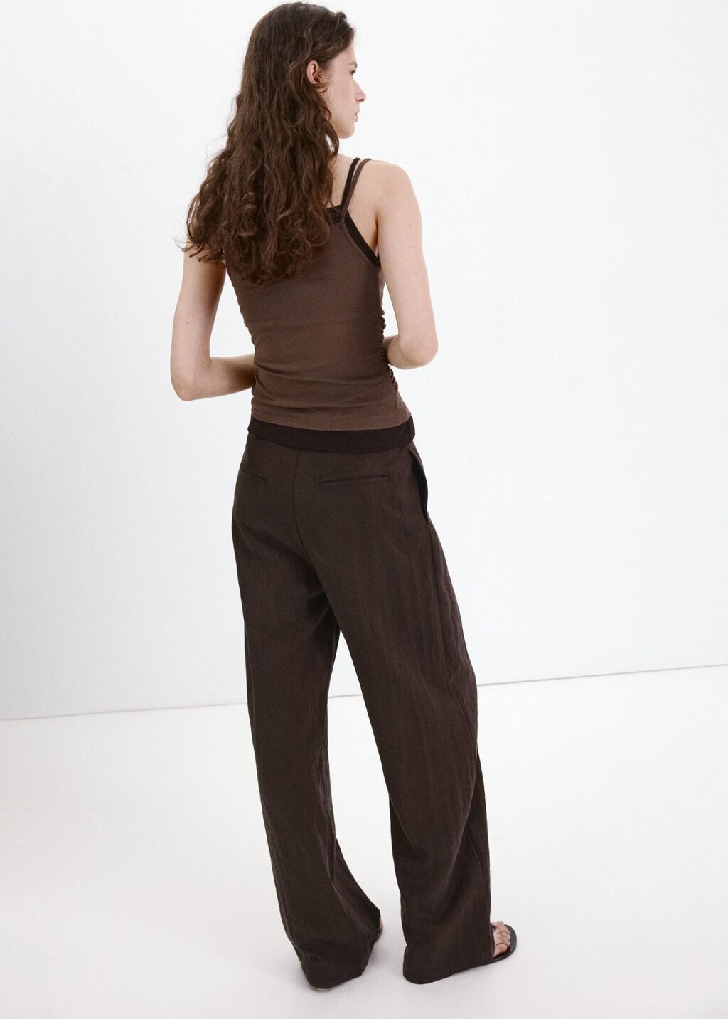 Brown Double Draped Top, Brown, large image number 2