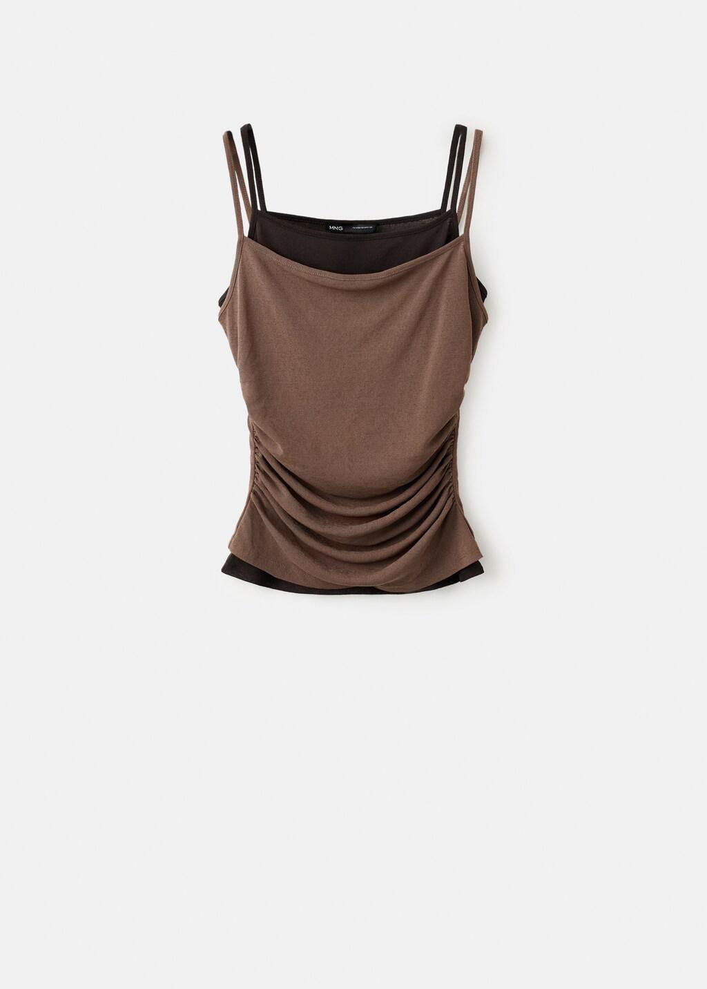 Brown Double Draped Top, Brown, large image number 8