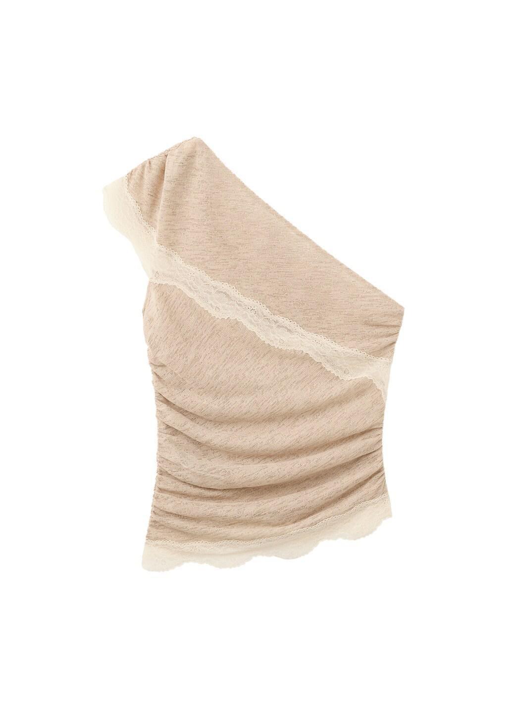 Brown Lace Top With Asymmetrical Neckline, 0201_09, large image number 5