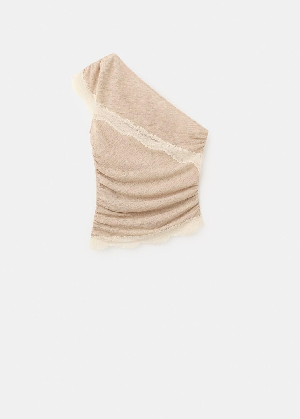 Brown Lace Top With Asymmetrical Neckline, 0201_09, large image number 6