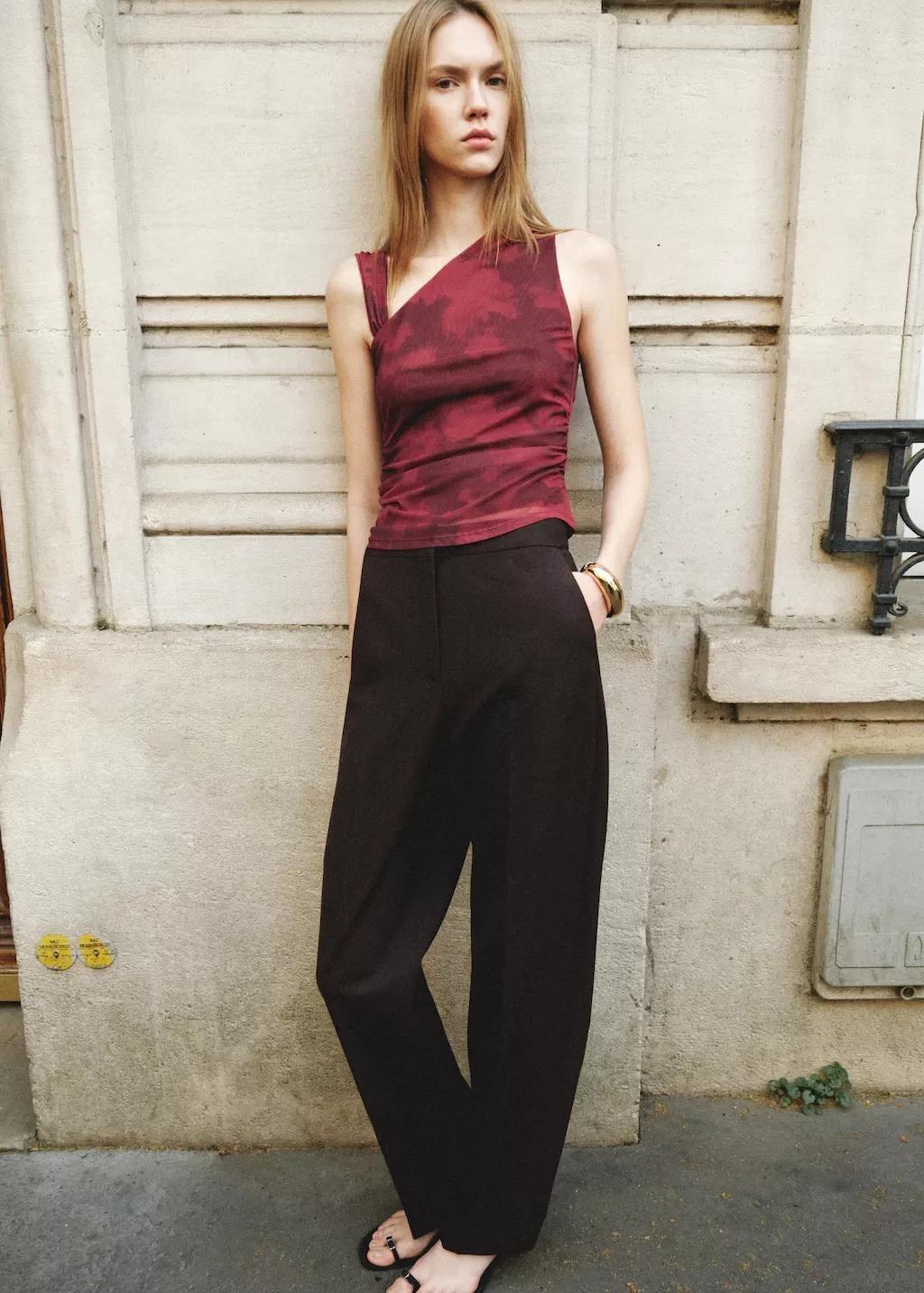 Red Asymmetric Printed Top, 0201_78, large image number 0