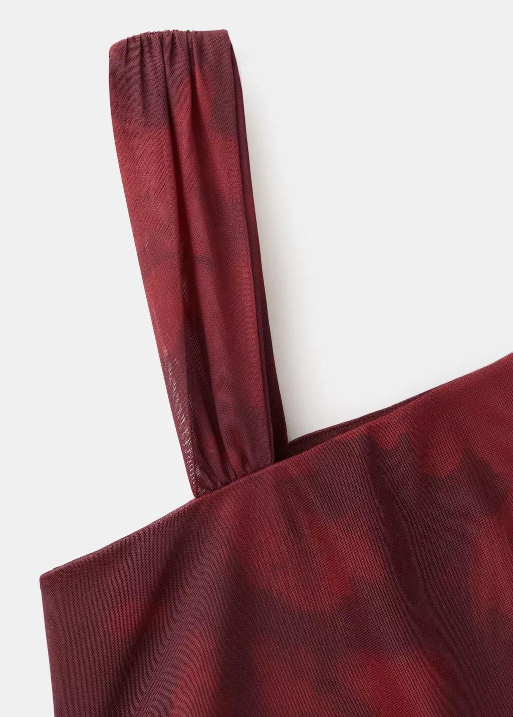 Red Asymmetric Printed Top, 0201_78, large image number 1