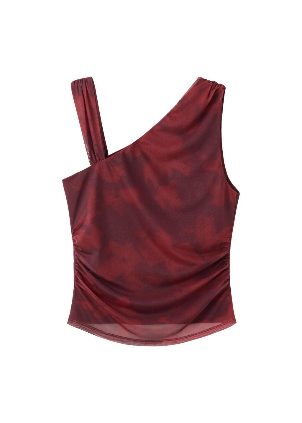 Red Asymmetric Printed Top, 0201_78, large image number 5